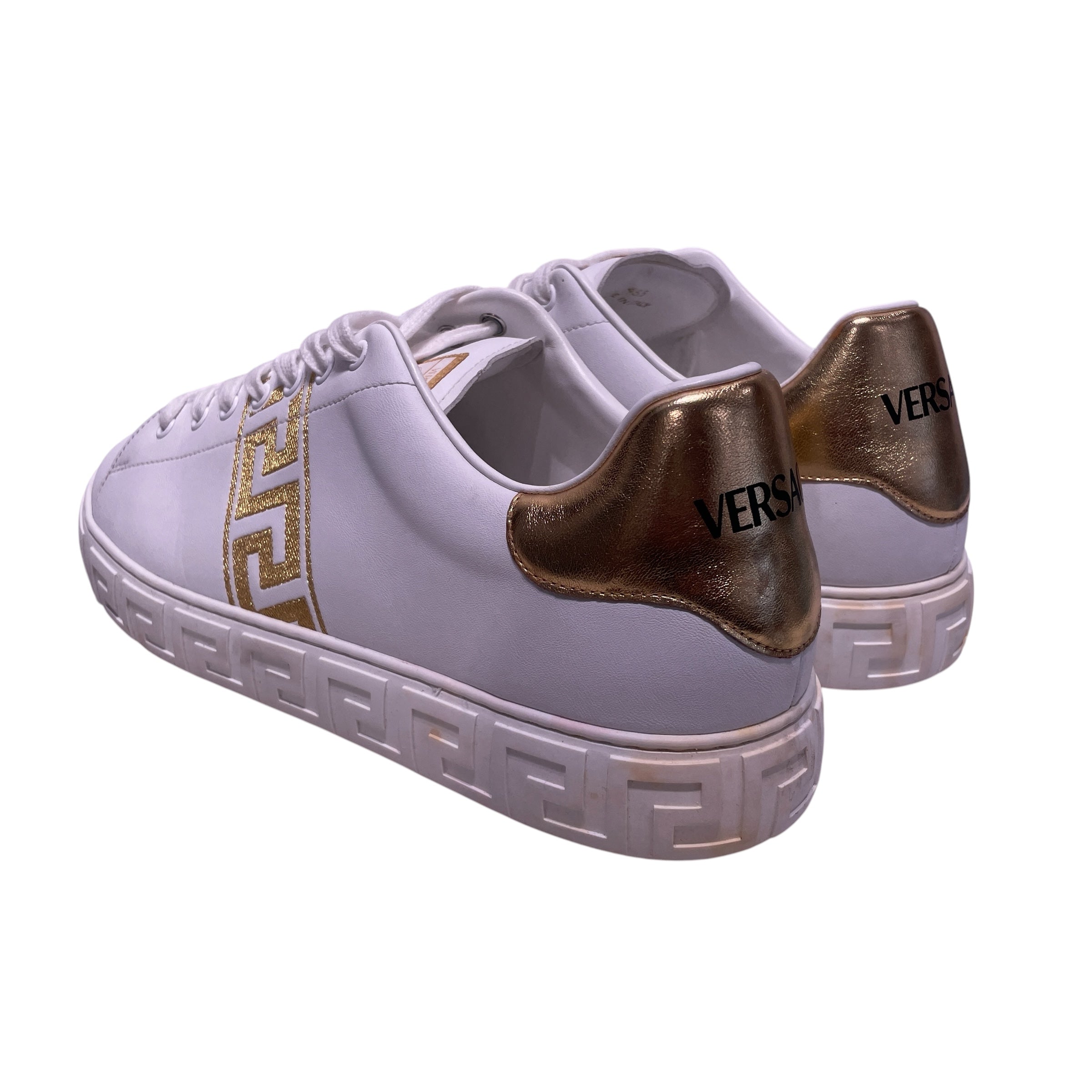 VERSACE/Low-Sneakers/US 12.5/Leather/WHT/EMBROIDERED GRECA view 2