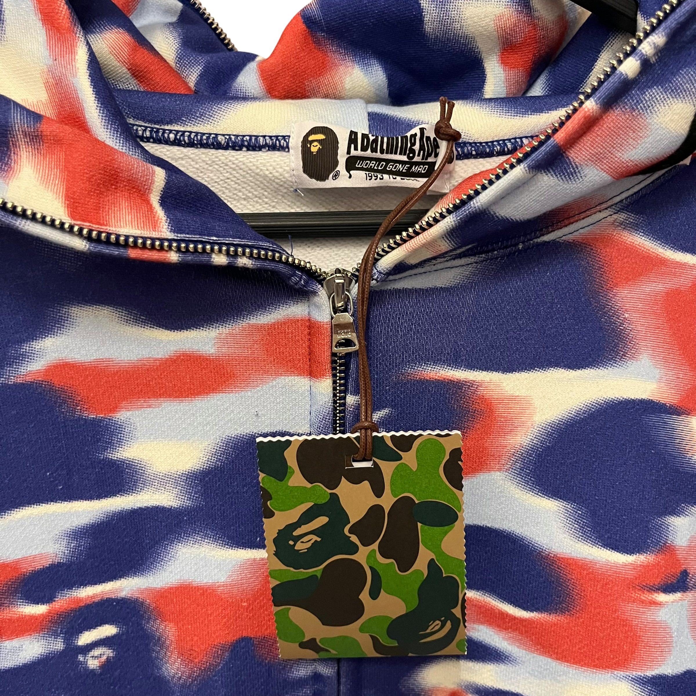A BATHING APE/Zip Up Hoodie/XL/Graphic/Cotton/BLU/fire camo shark zip view 6
