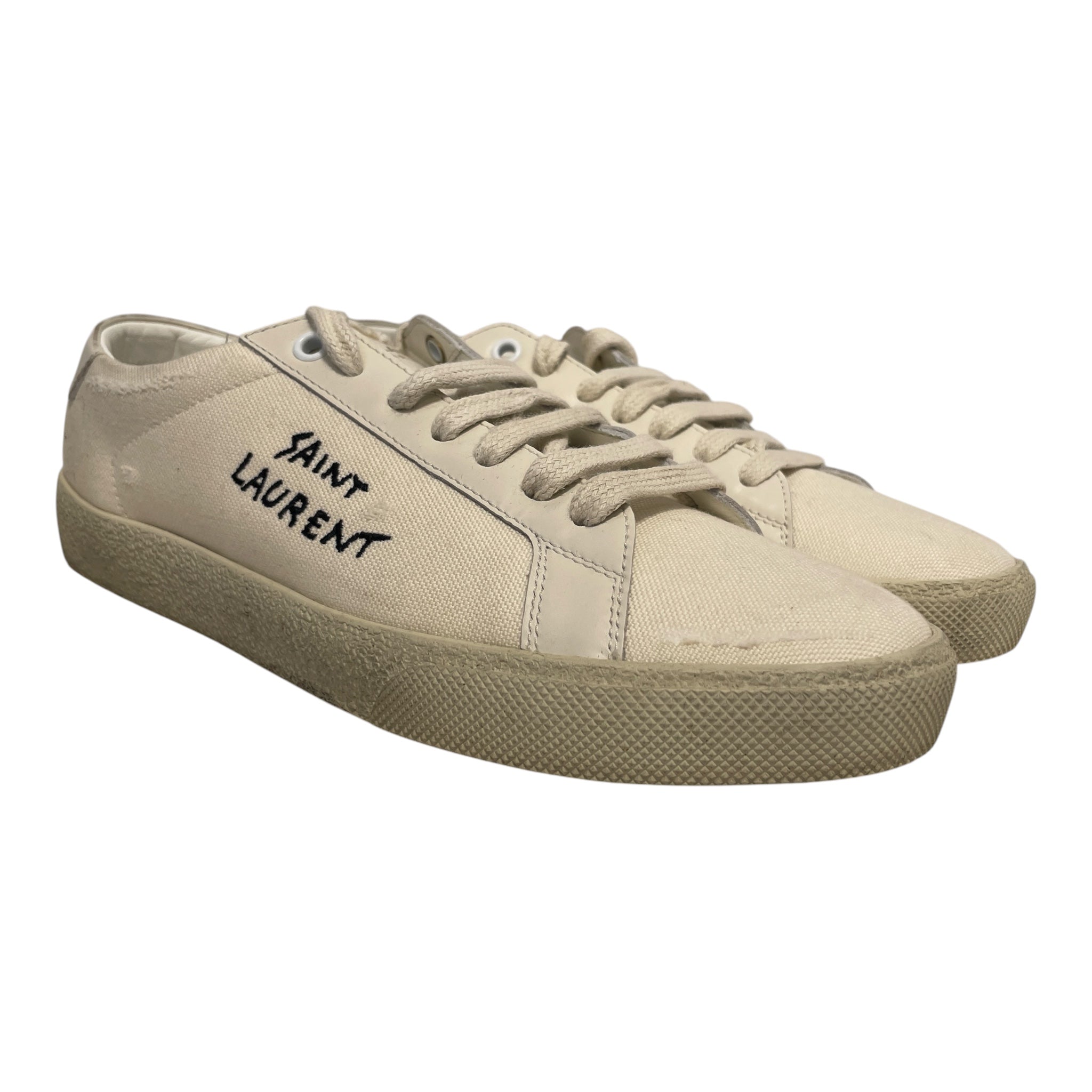 SAINT LAURENT/Low-Sneakers/EU 38/Cotton/CRM/COURT CLASSIC view 1