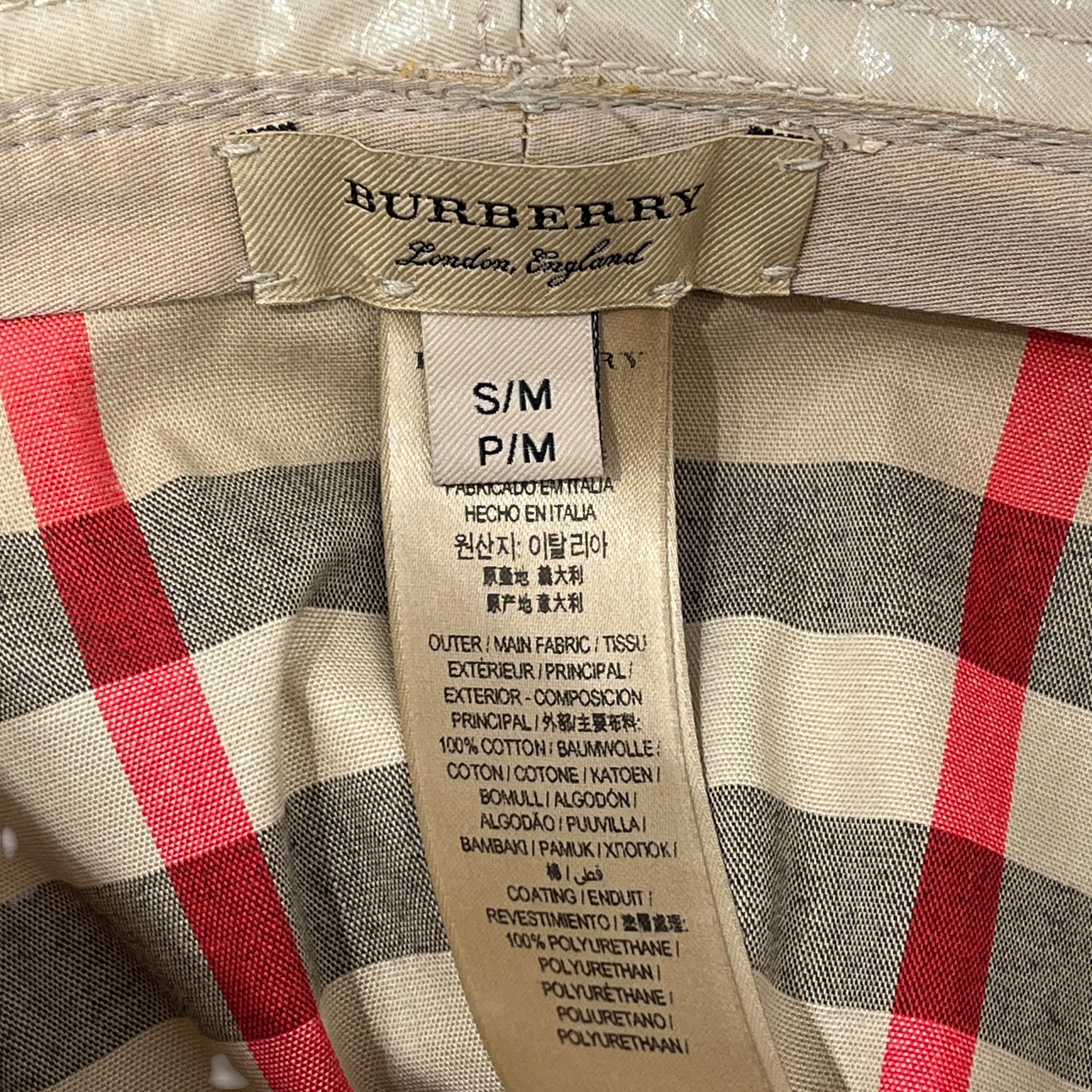 BURBERRY LONDON/Bucket Hat/S/Leather/CRM/PATENT LEATHER  GOLD EMBLEM view 5