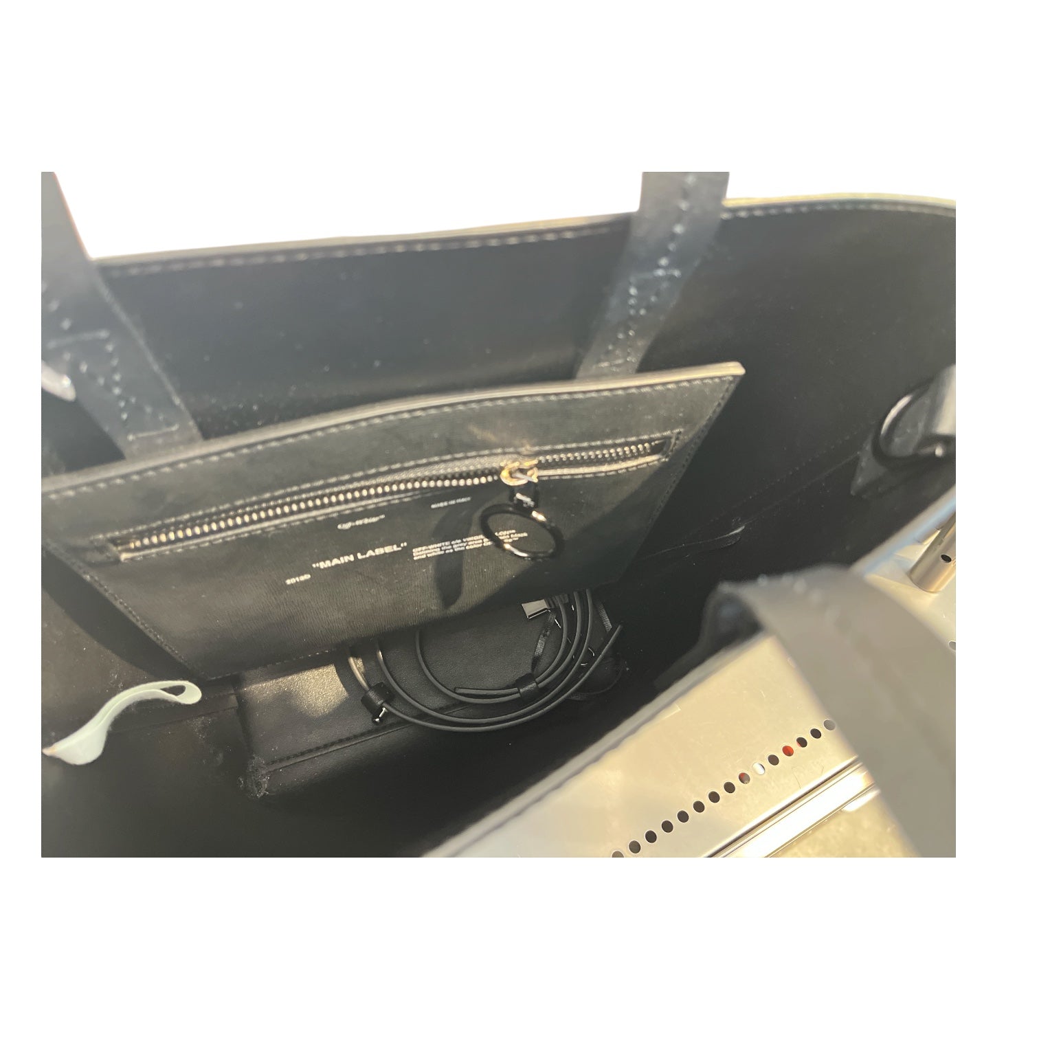 OFF-WHITE/Tote Bag/Leather/BLK/leather diag tote bag view 4