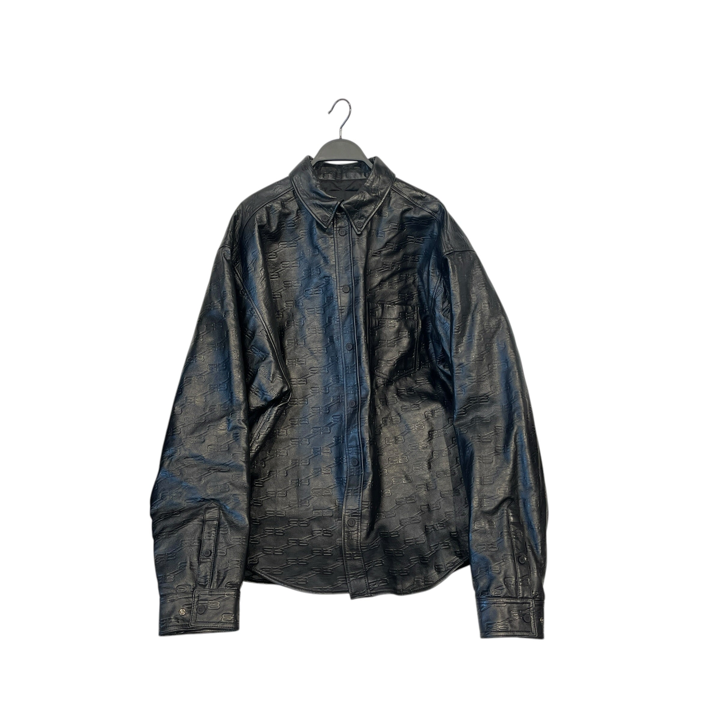 BALENCIAGA/Leather Jkt/50/Leather/BLK/All Over Print/BB MONOGRAM LEATHER JACKET view 1