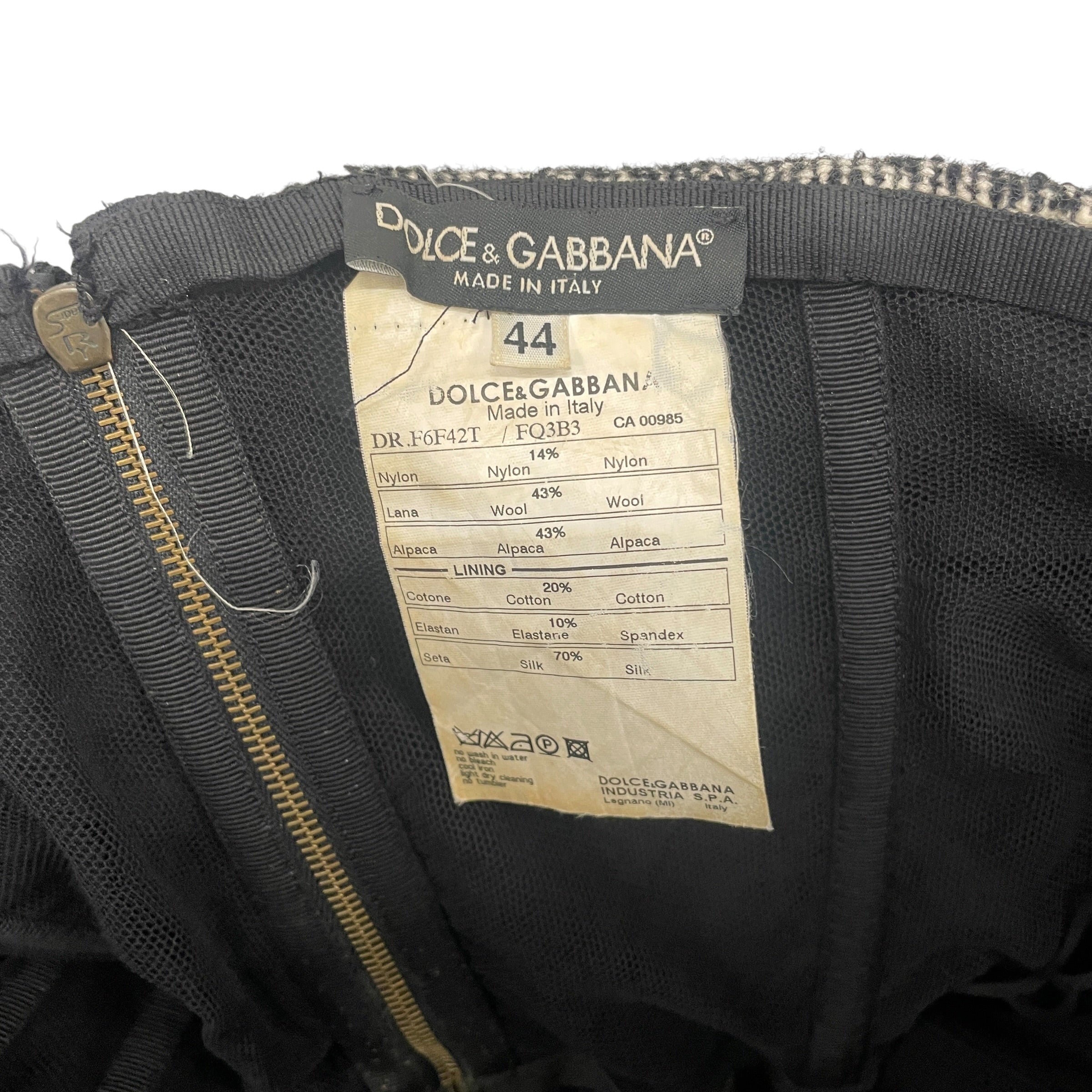 DOLCE&GABBANA/Dress/44/Gingham Check/Wool/BLK/STRAPLESS view 3