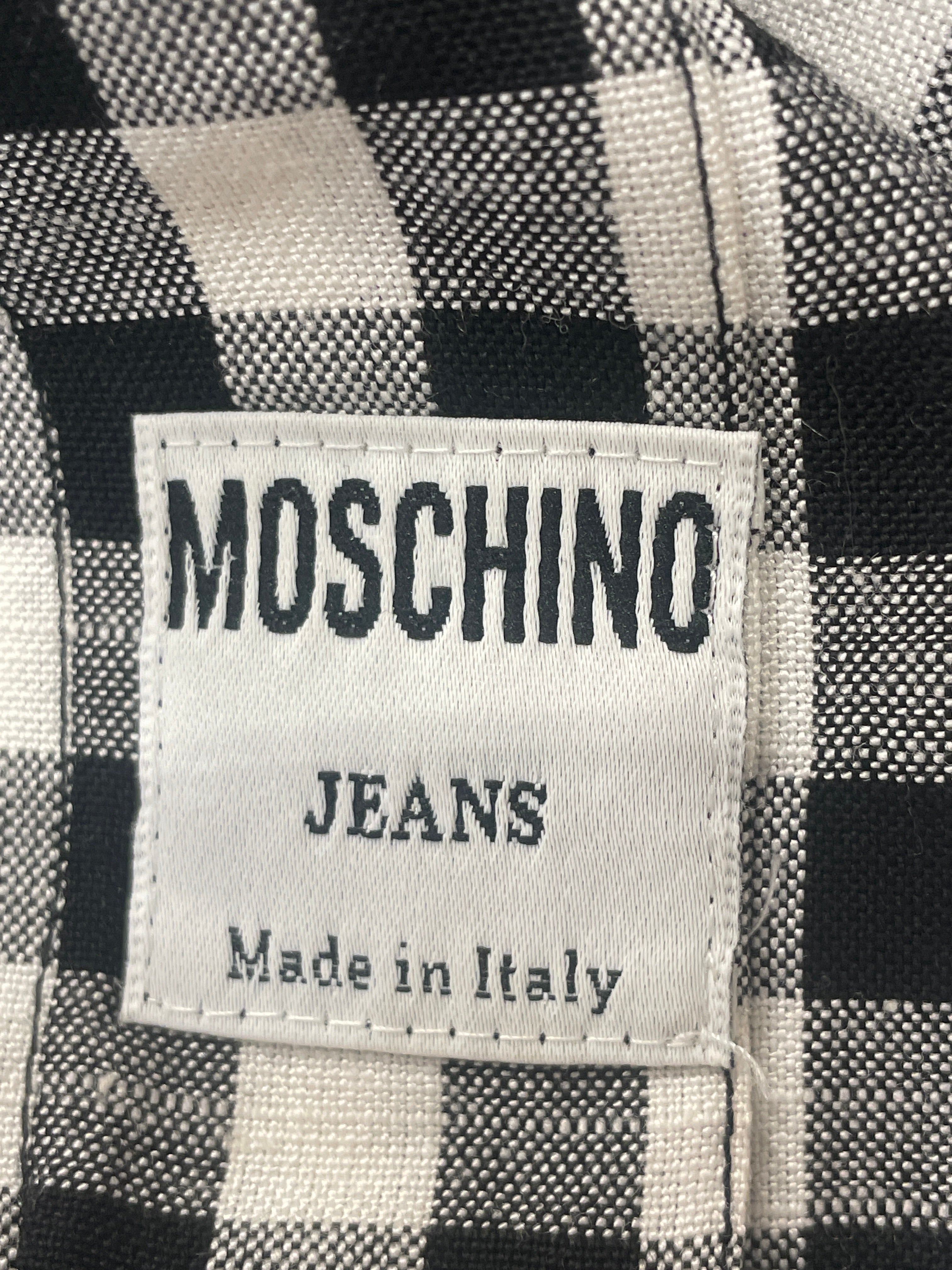 MOSCHINO JEANS/Tunic Dress/6/Hombre Check/Cotton/WHT/GOLD BUTTON DRESS view 3