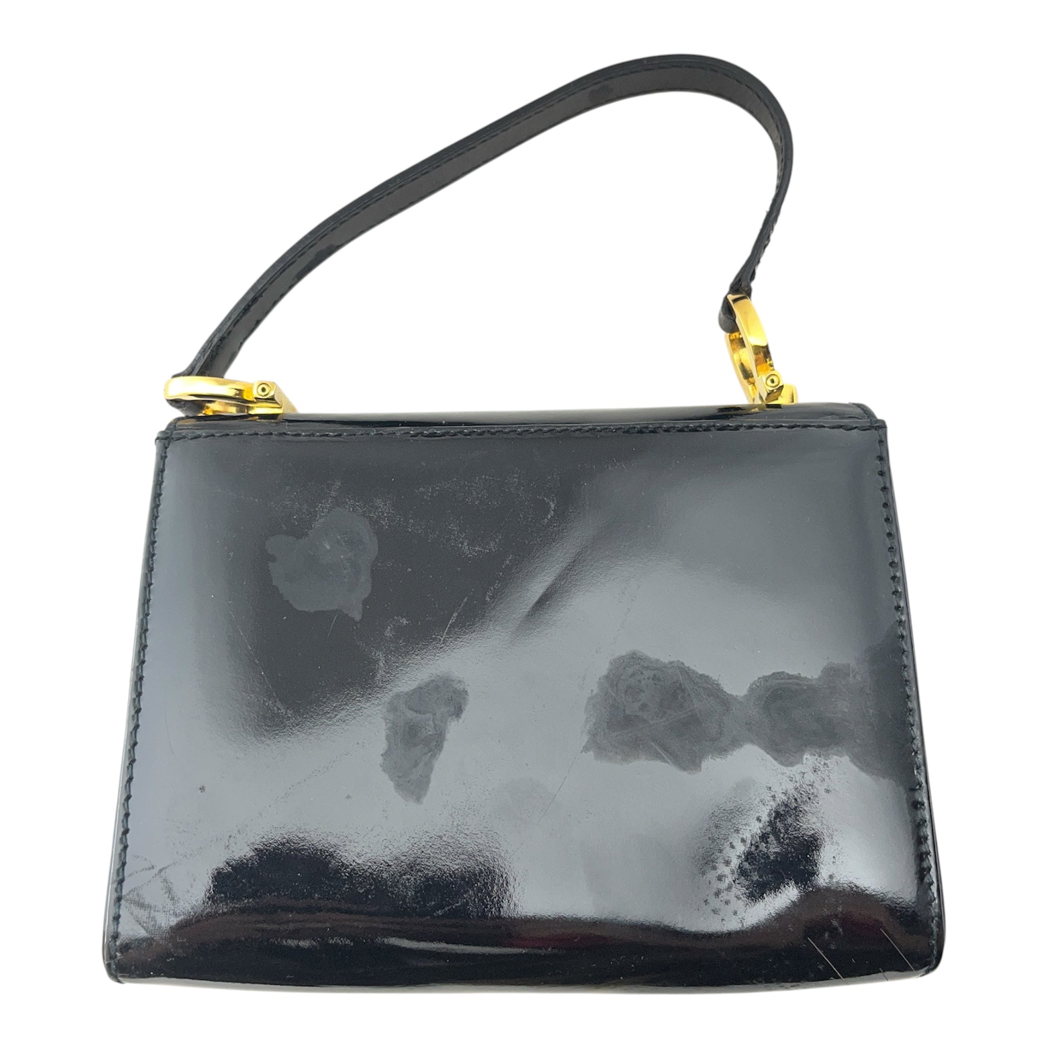 Salvatore Ferragamo/Hand Bag/BLK/PATENT MINI TOP HANDLE view 2