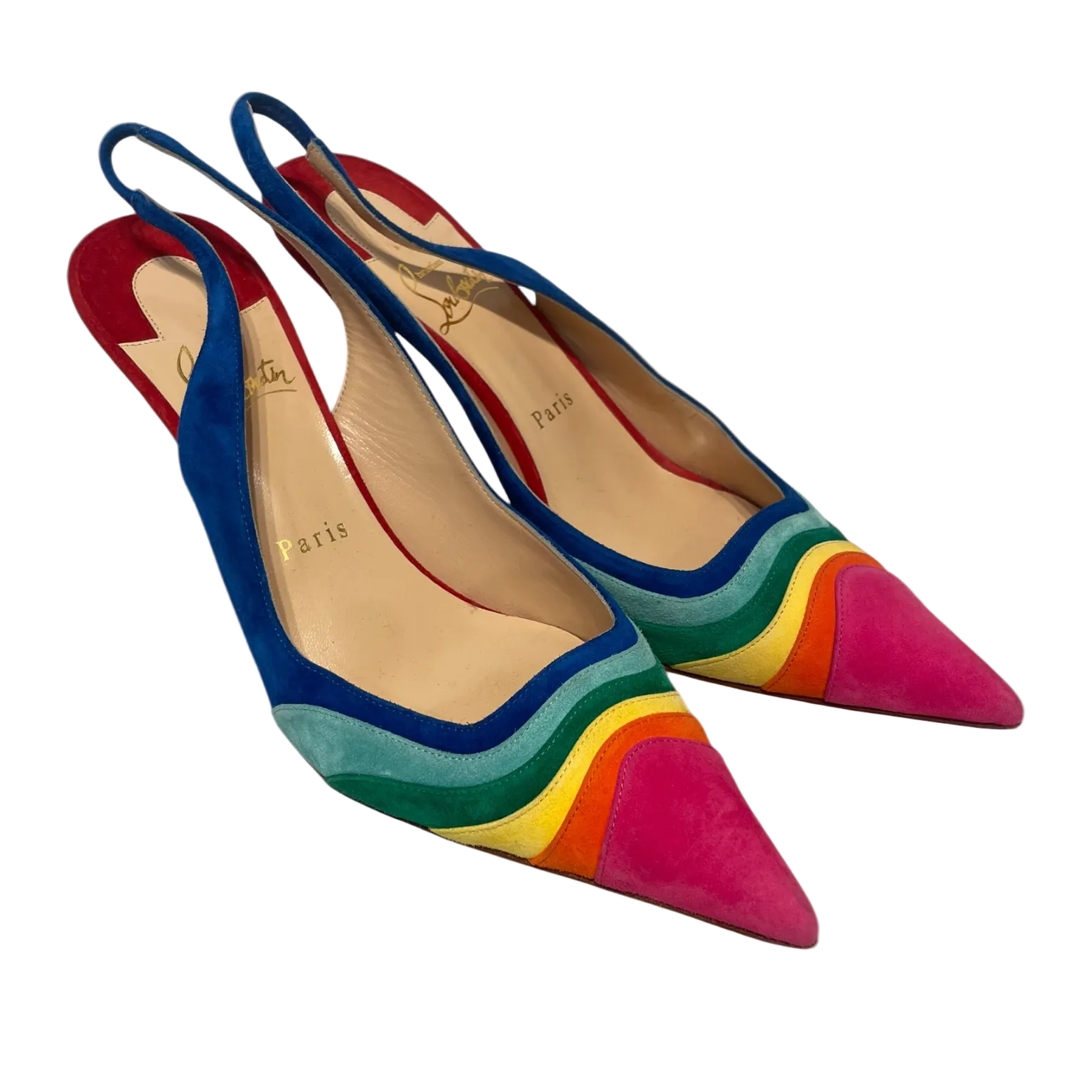 Christian Louboutin/Heels/EU 38.5/Stripe/Leather/MLT/Ankle Strap/RAINBOW view 1