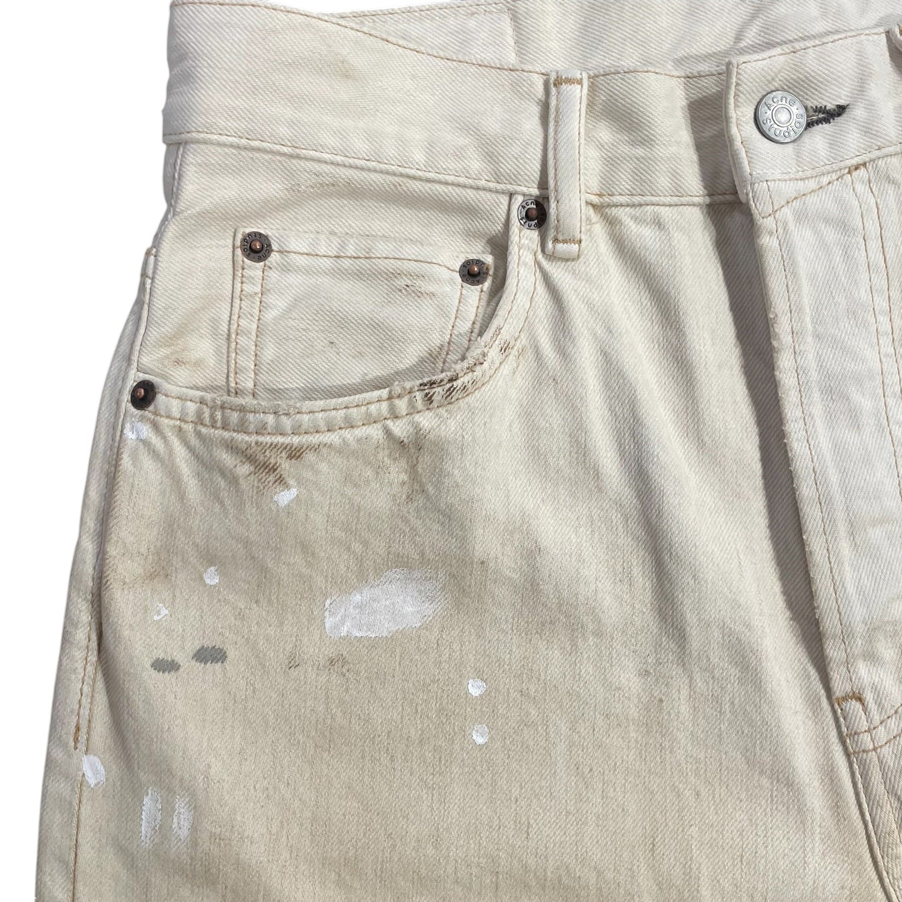 Acne Studios/Bootcut Pants/31/Cotton/BEG/Graphic/PAINT SPLATTER view 3