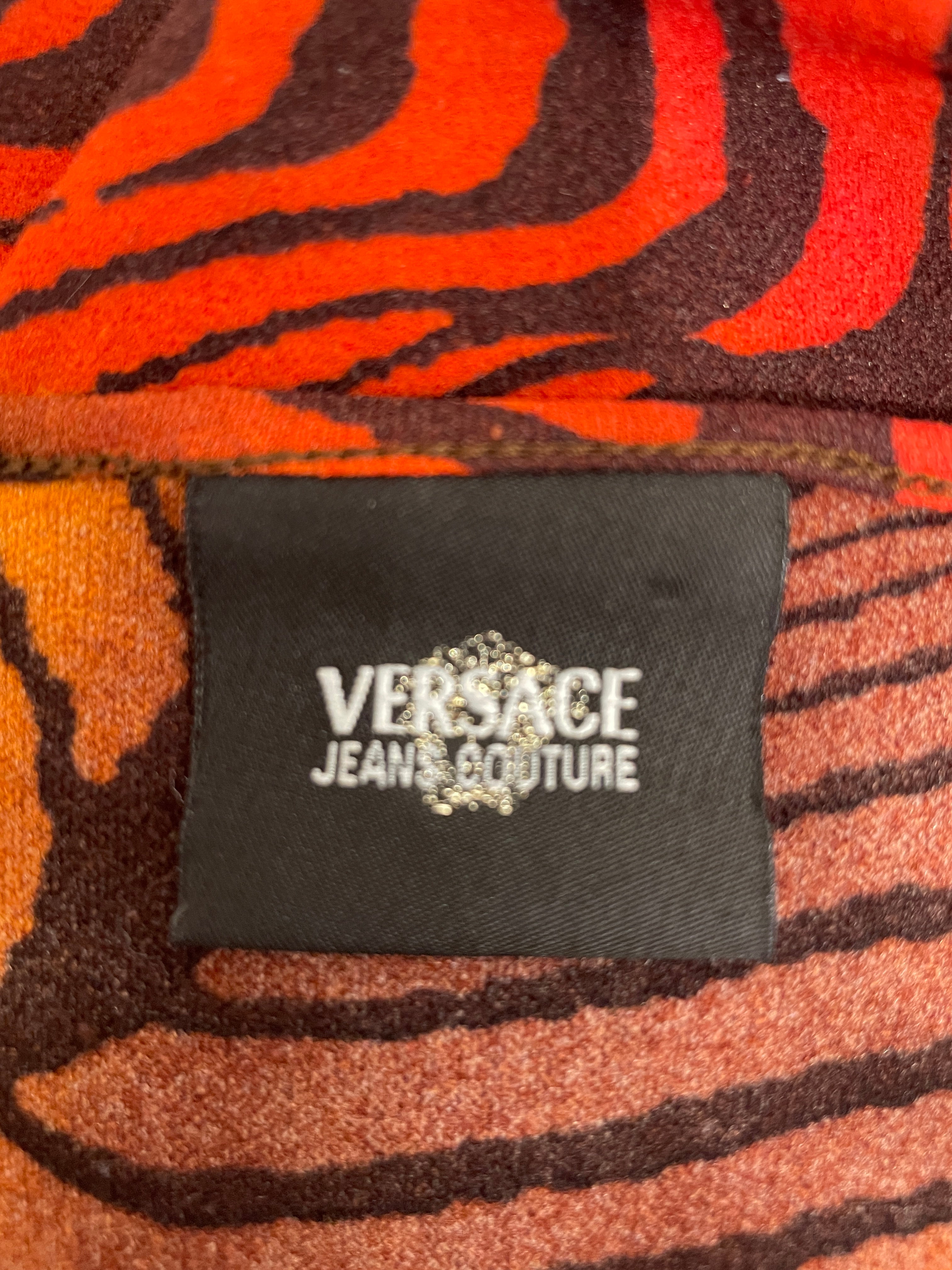 VERSACE JEANS COUTURE/LS Blouse/S/Animal Pattern/Nylon/ORN/1990s SWIRL MESH TOP view 3