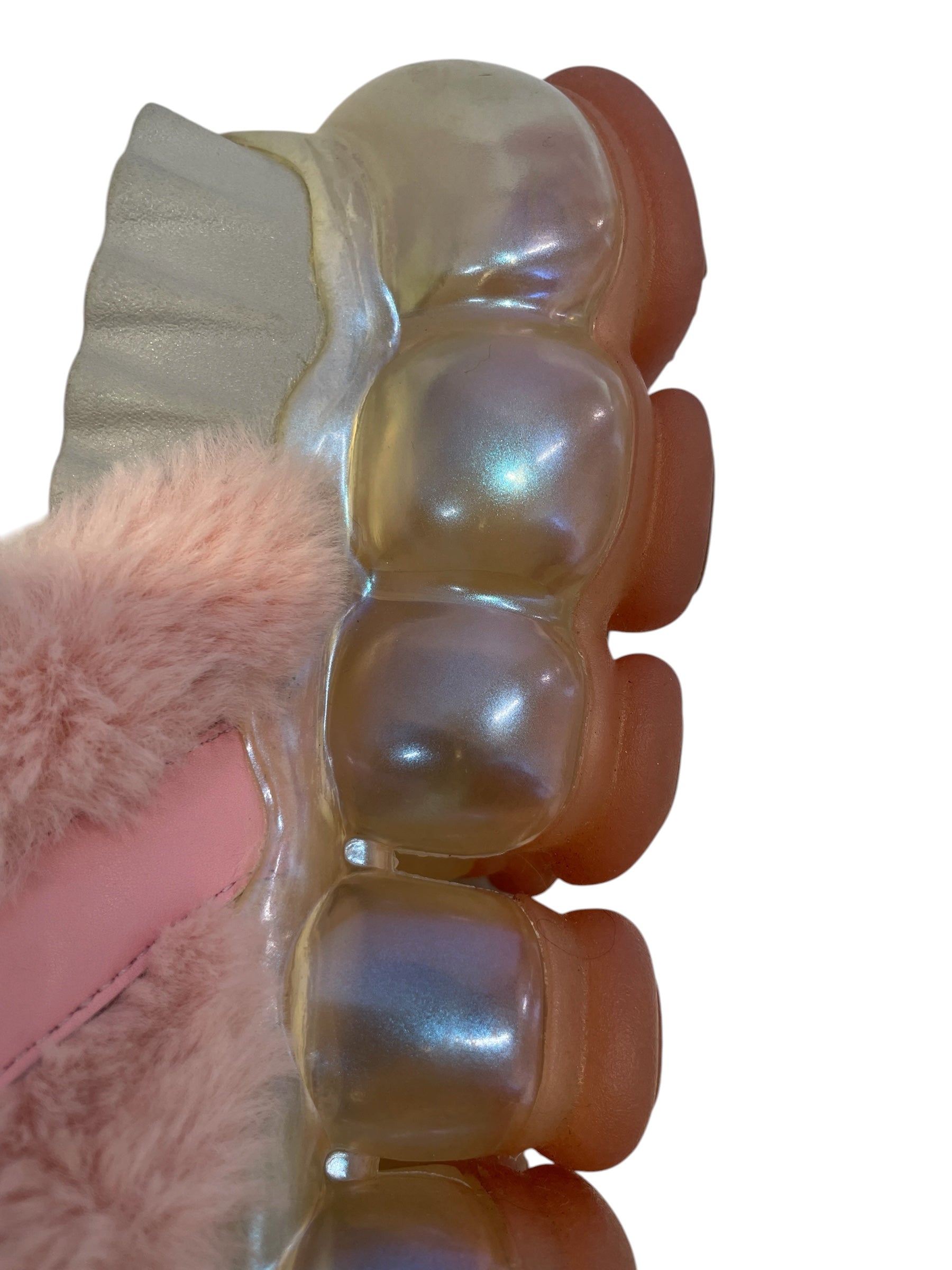 MIKIO SAKABE/Sandals/US 8/Iridescent/Fake Fur/PNK/NEW JEWERLY FUR SANDALS view 4