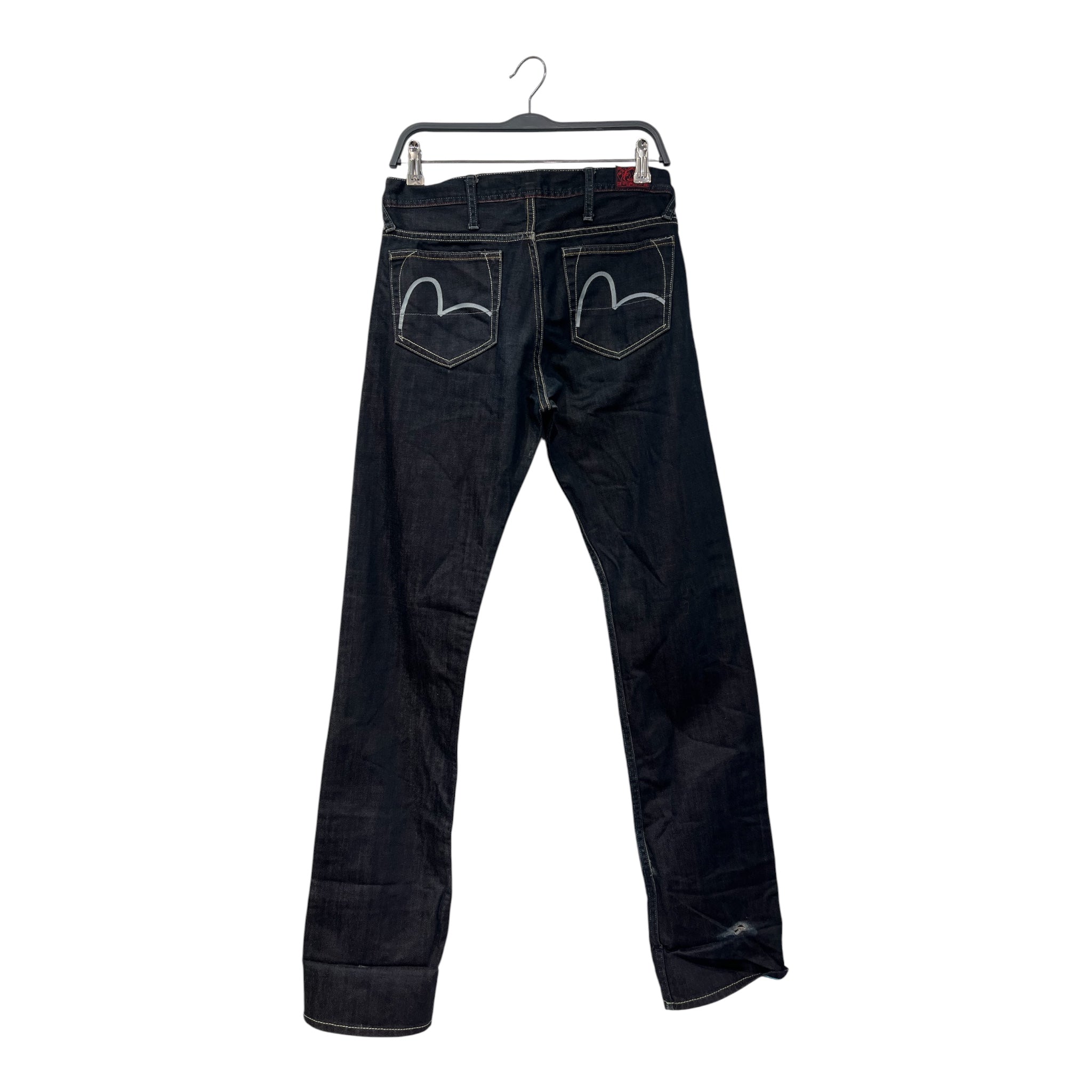EVISU/Straight Pants/28/Denim/IDG/Button Fly/RN120435 dark indigo wash view 2