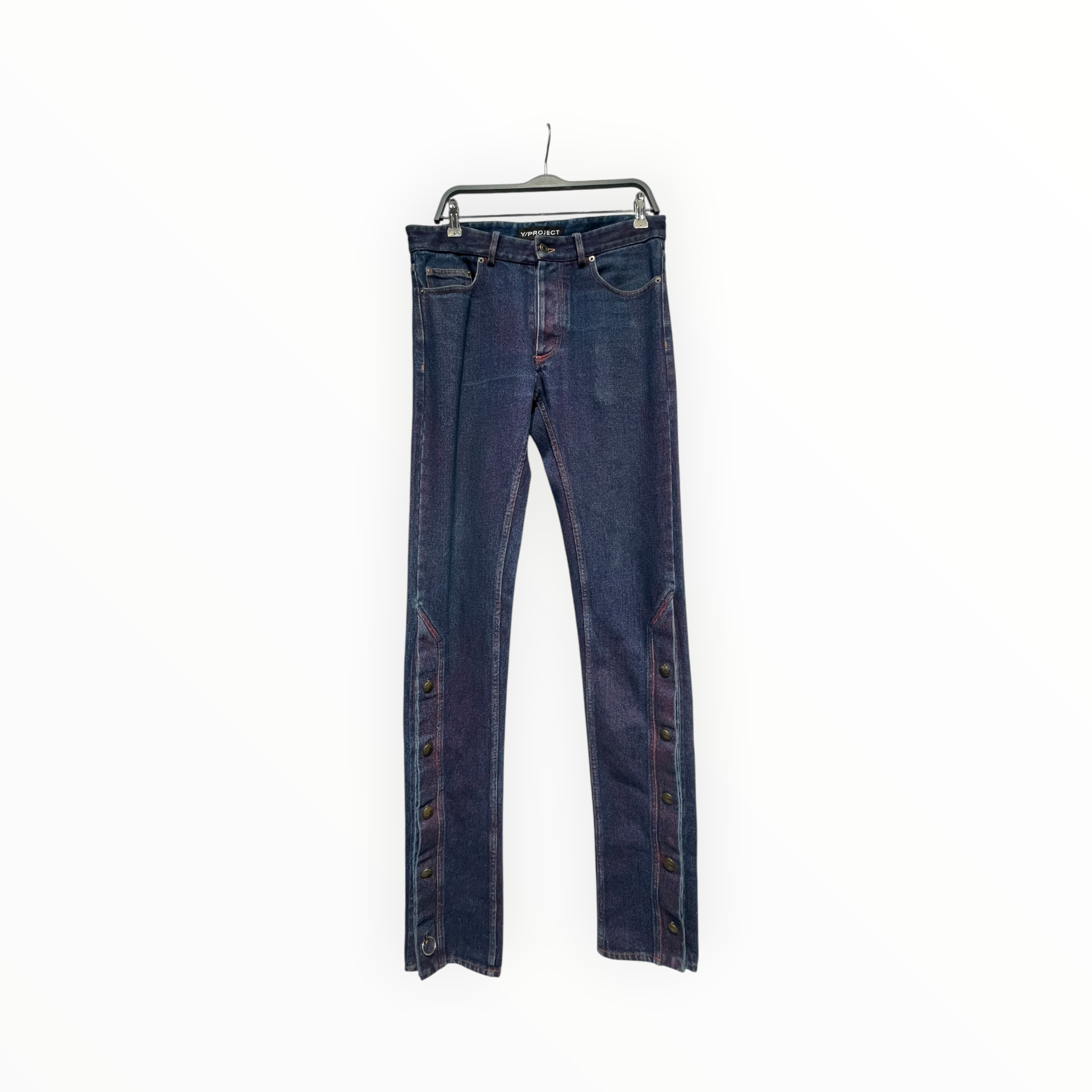 Y/PROJECT/Skinny Pants/M/Denim/IDG/Button Fly/Purple Fade Over Blue Denim view 1