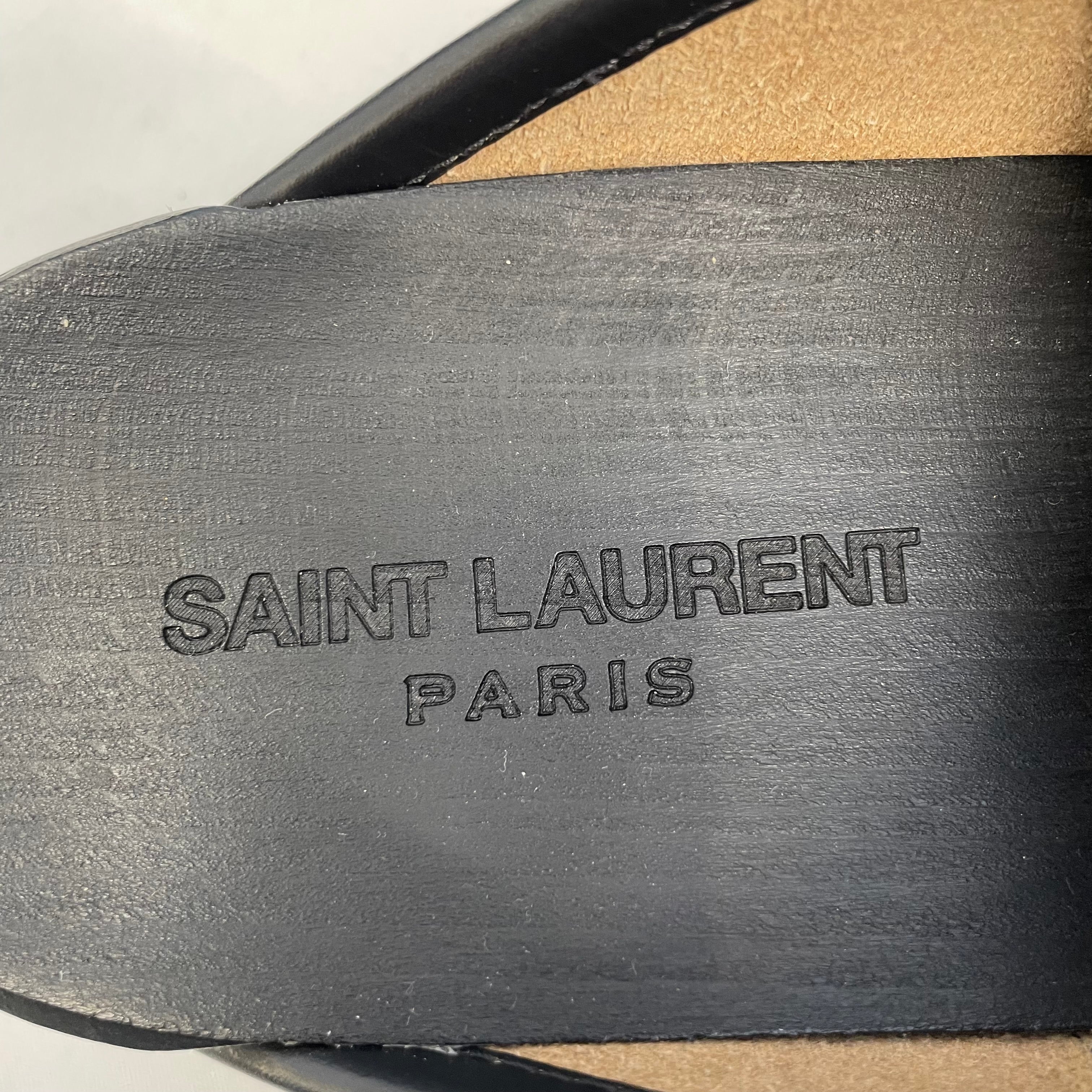 SAINT LAURENT/Dress Shoes/EU 37/Leather/BLK/clogs/gld buckle detail view 3