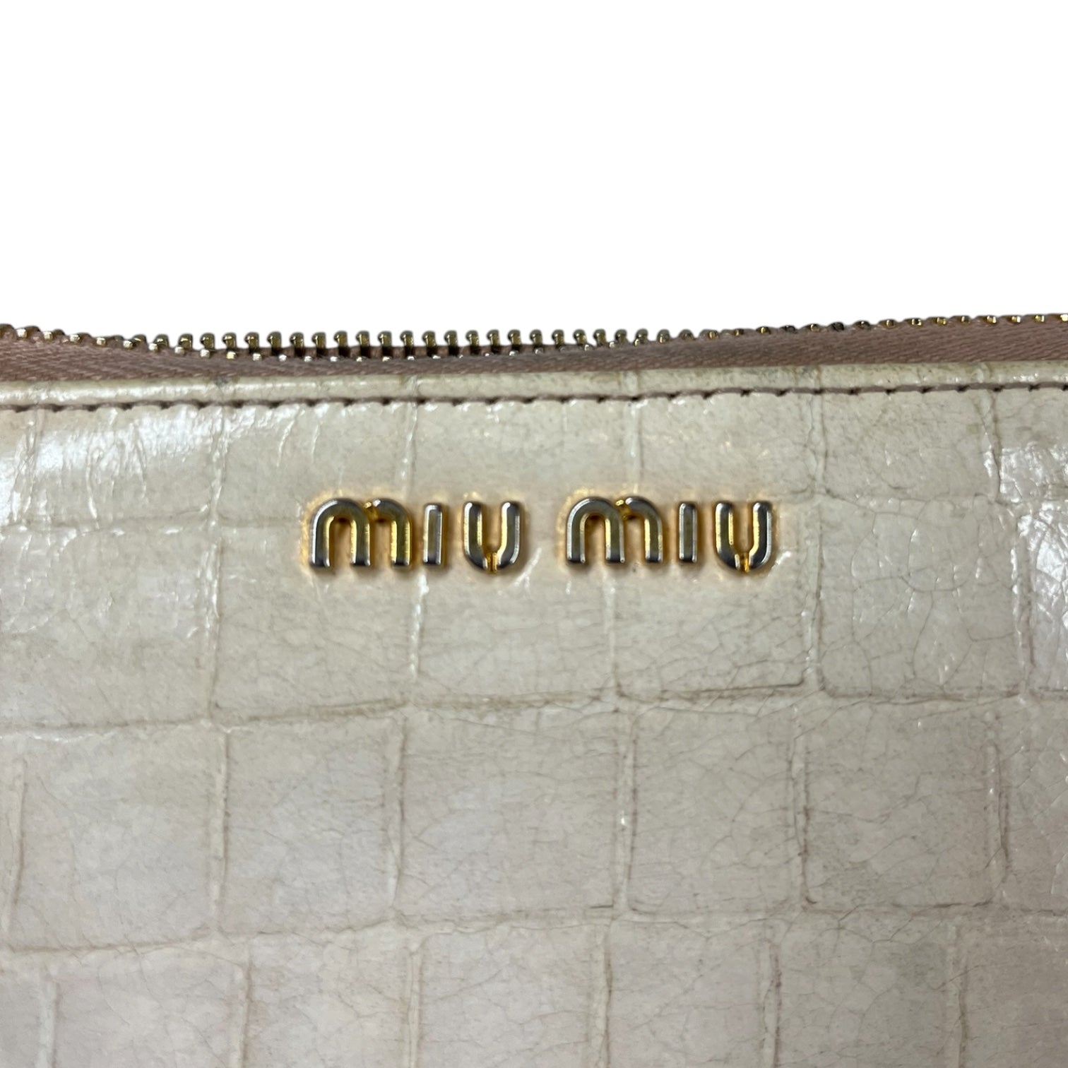 MIU MIU/Long Wallet/Animal Pattern/Leather/CRM/croc zipper wallet view 6