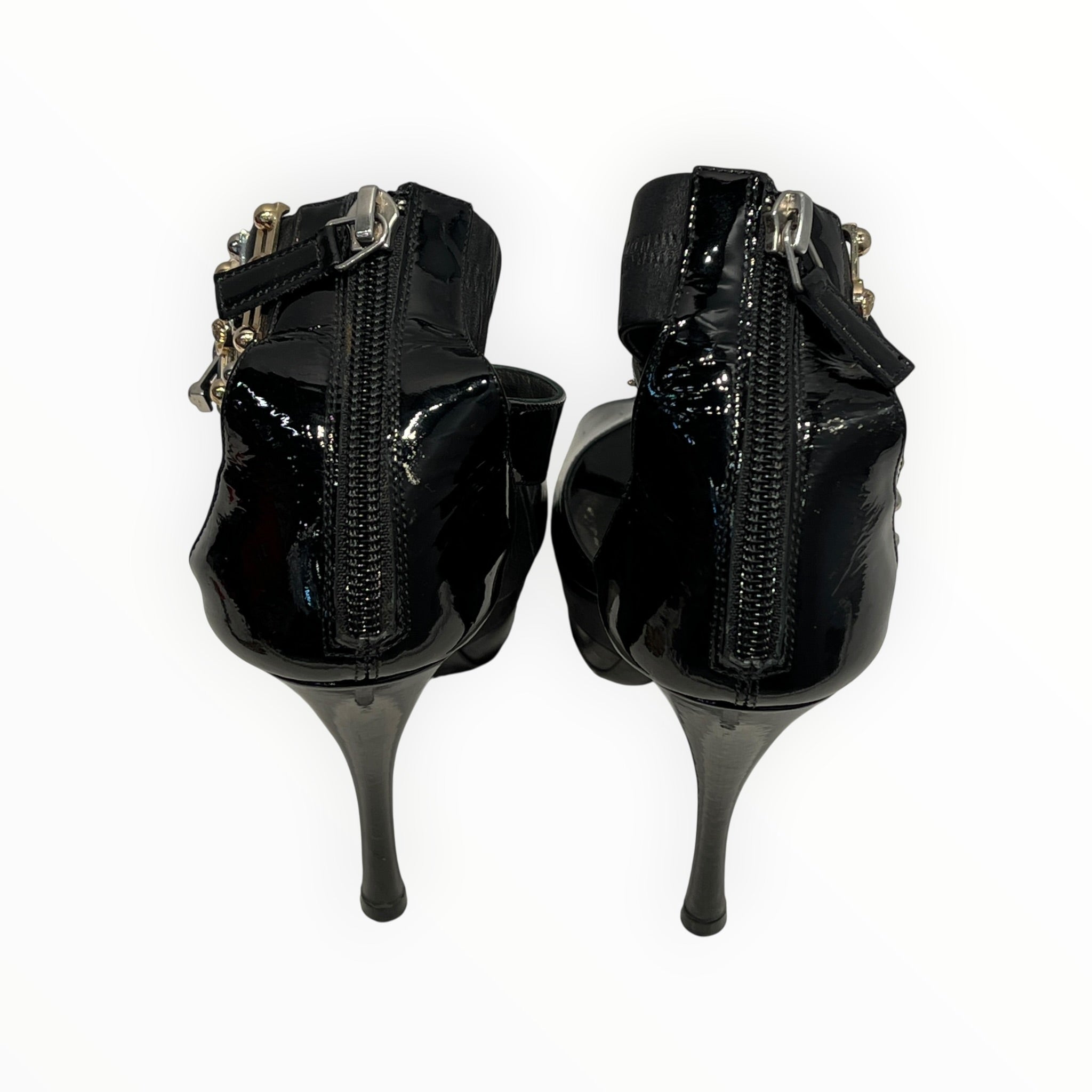 VERSACE/Heels/EU 35.5/Leather/BLK/Ankle Strap/PATENT LEATHER/GOLD MEDUSA view 6