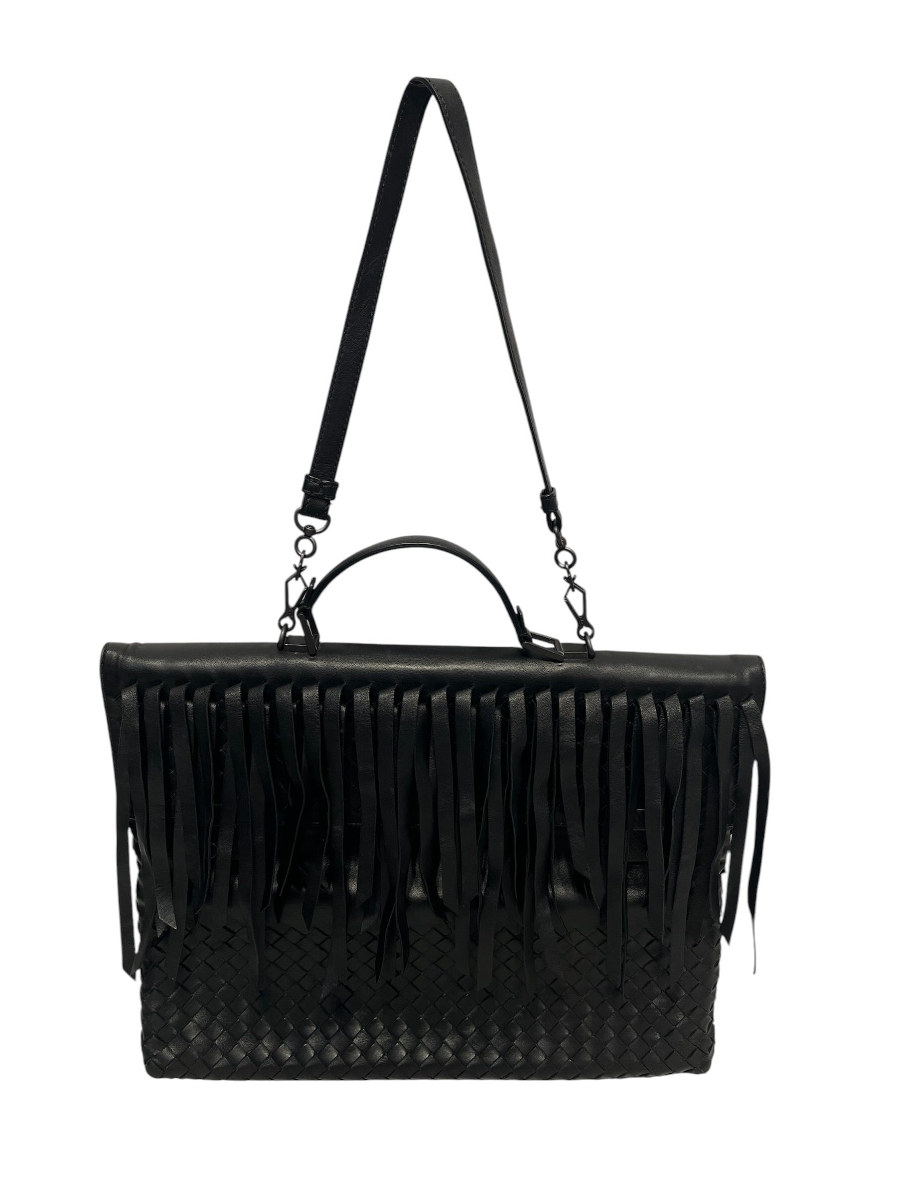 BOTTEGA VENETA/Tote Bag/Leather/BLK/FRINGE view 1
