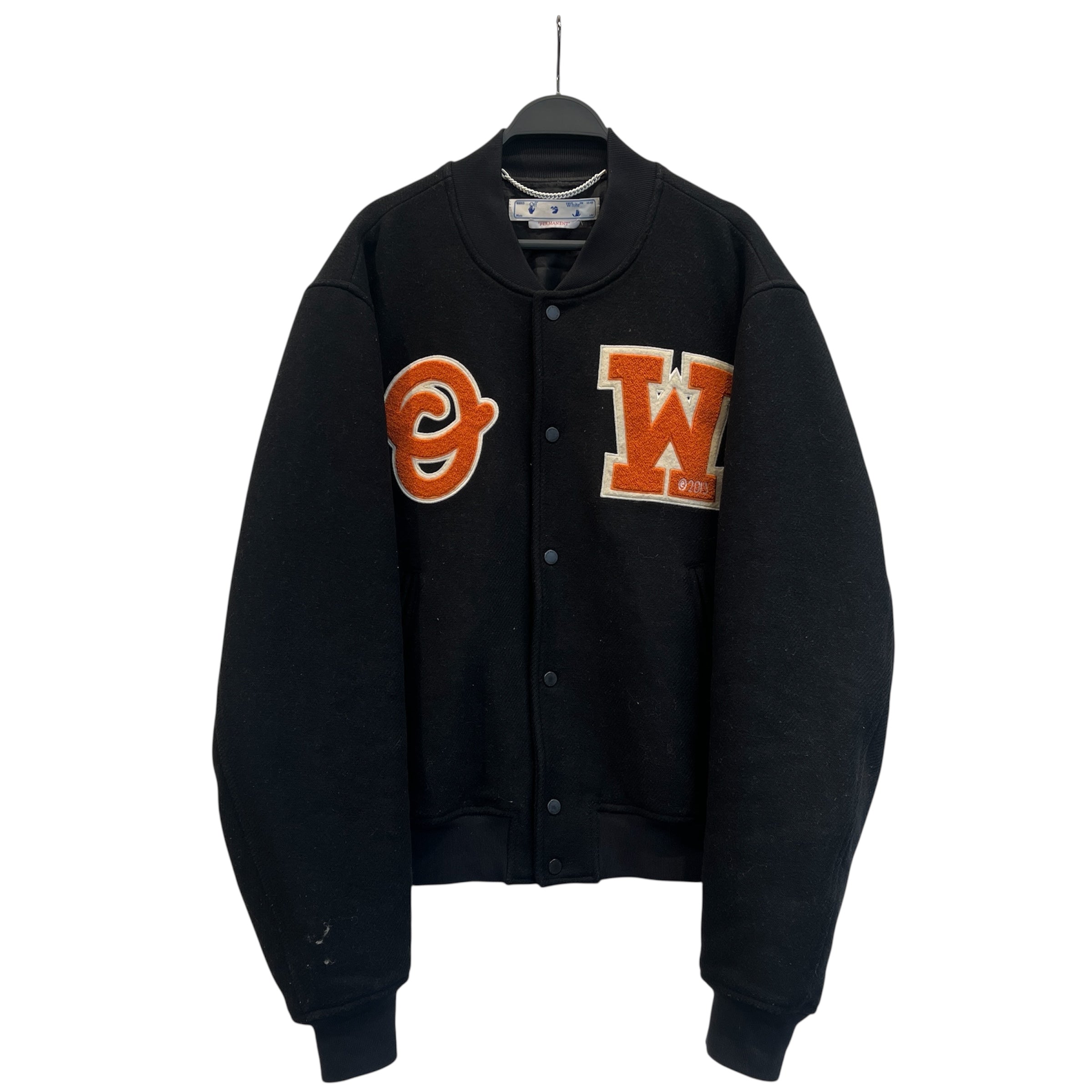 OFF-WHITE/Baseball Jkt/XXL/Cotton/BLK/OW Letterman view 1