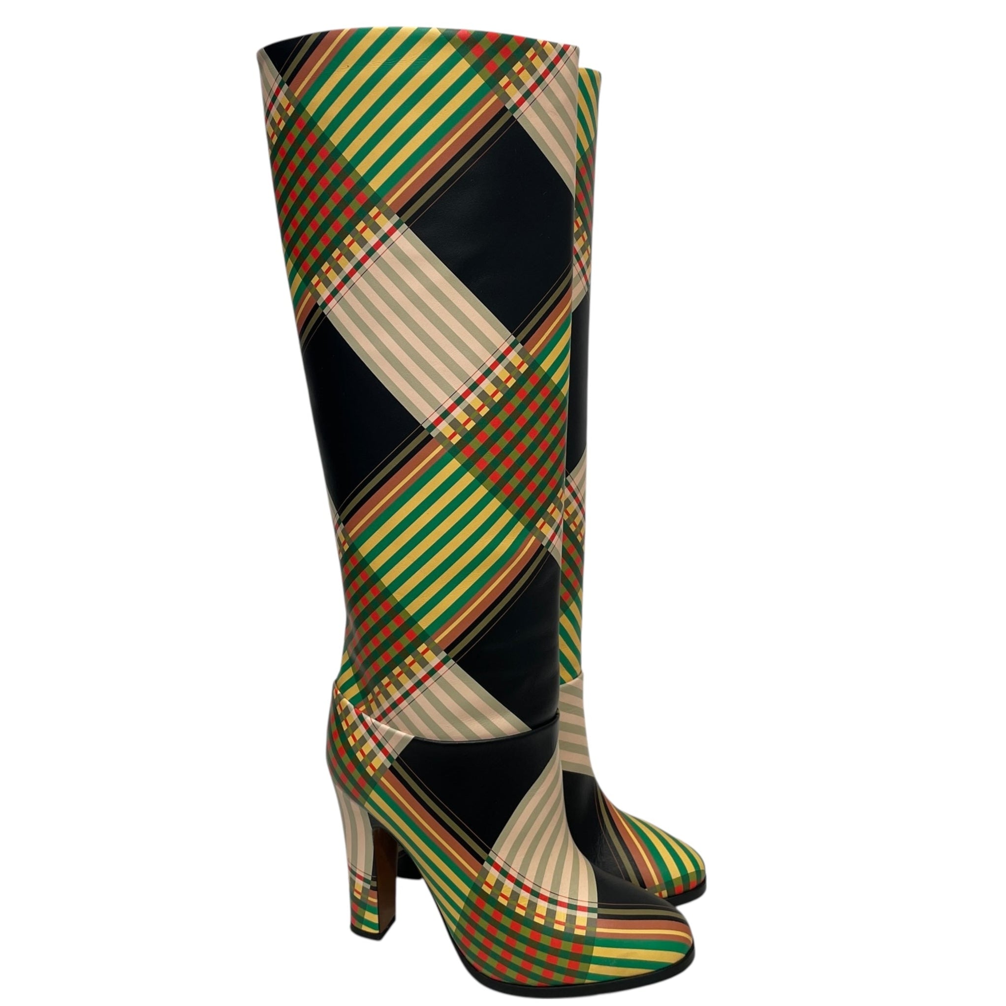 Vivienne Westwood/Boots/EU 38/Plaid/Cotton/GRN/Knee-high/ view 1
