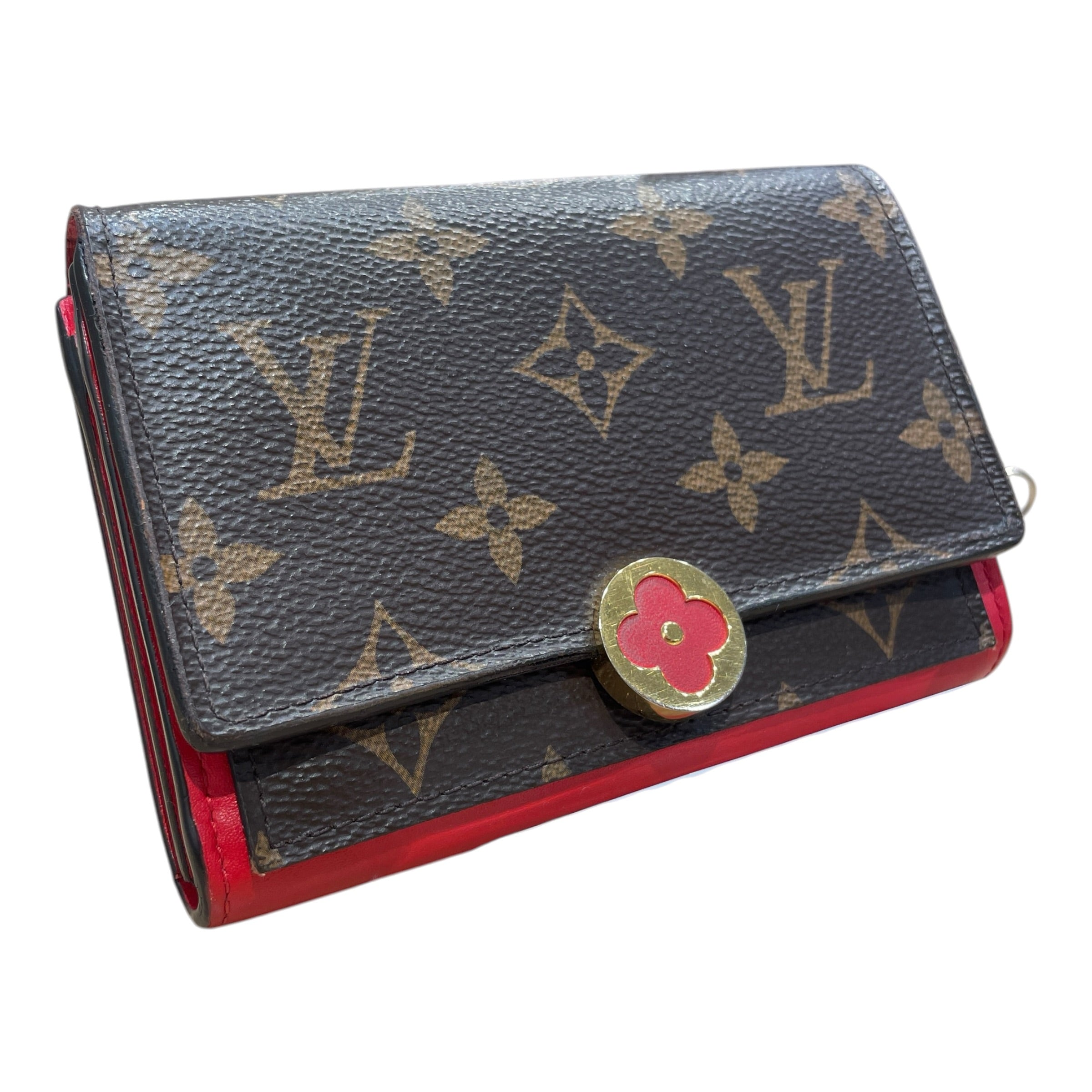 LOUIS VUITTON/Wallet/Monogram/Leather/BRW/L's/Flore Compact Coquelicot (Red) view 1