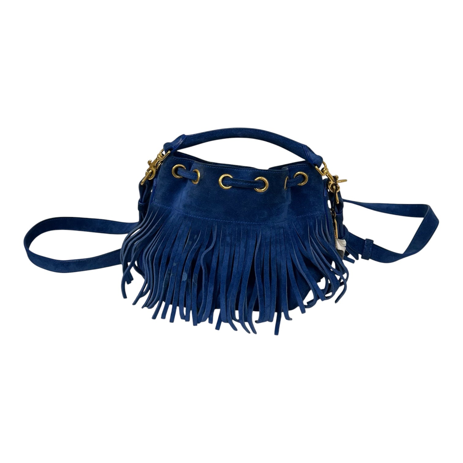 YVES SAINT LAURENT/Cross Body Bag/Suede/BLU/SADDLE BAG view 2