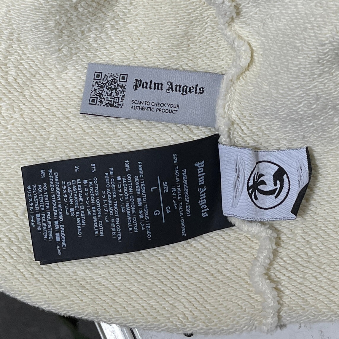Palm Angels/Hoodie/L/Cotton/WHT/Embroidered Shark Head Hoodie view 4