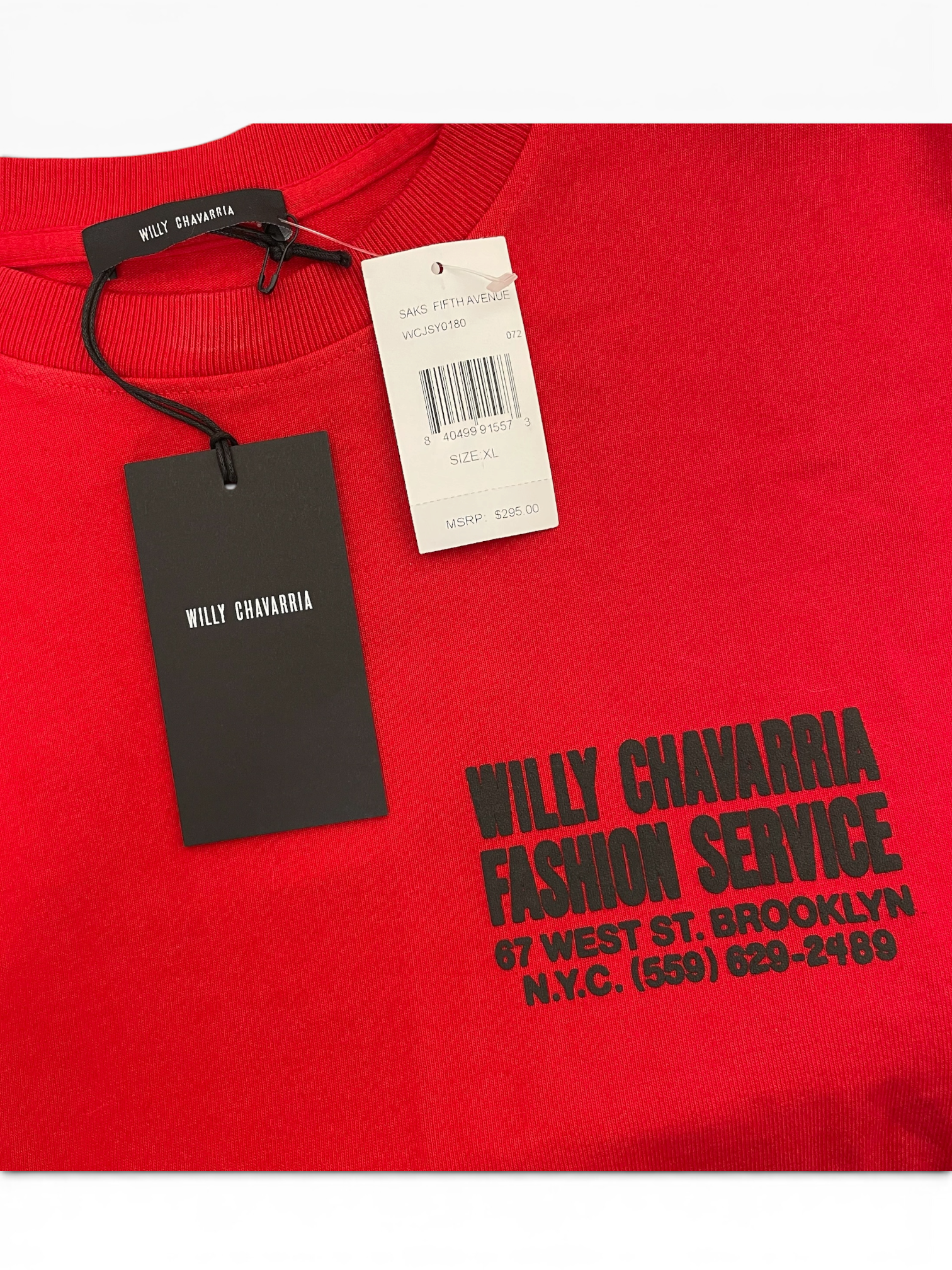 WILLY CHAVARRIA/T-Shirt/XL/Cotton/RED/FASHION SERVICES view 3