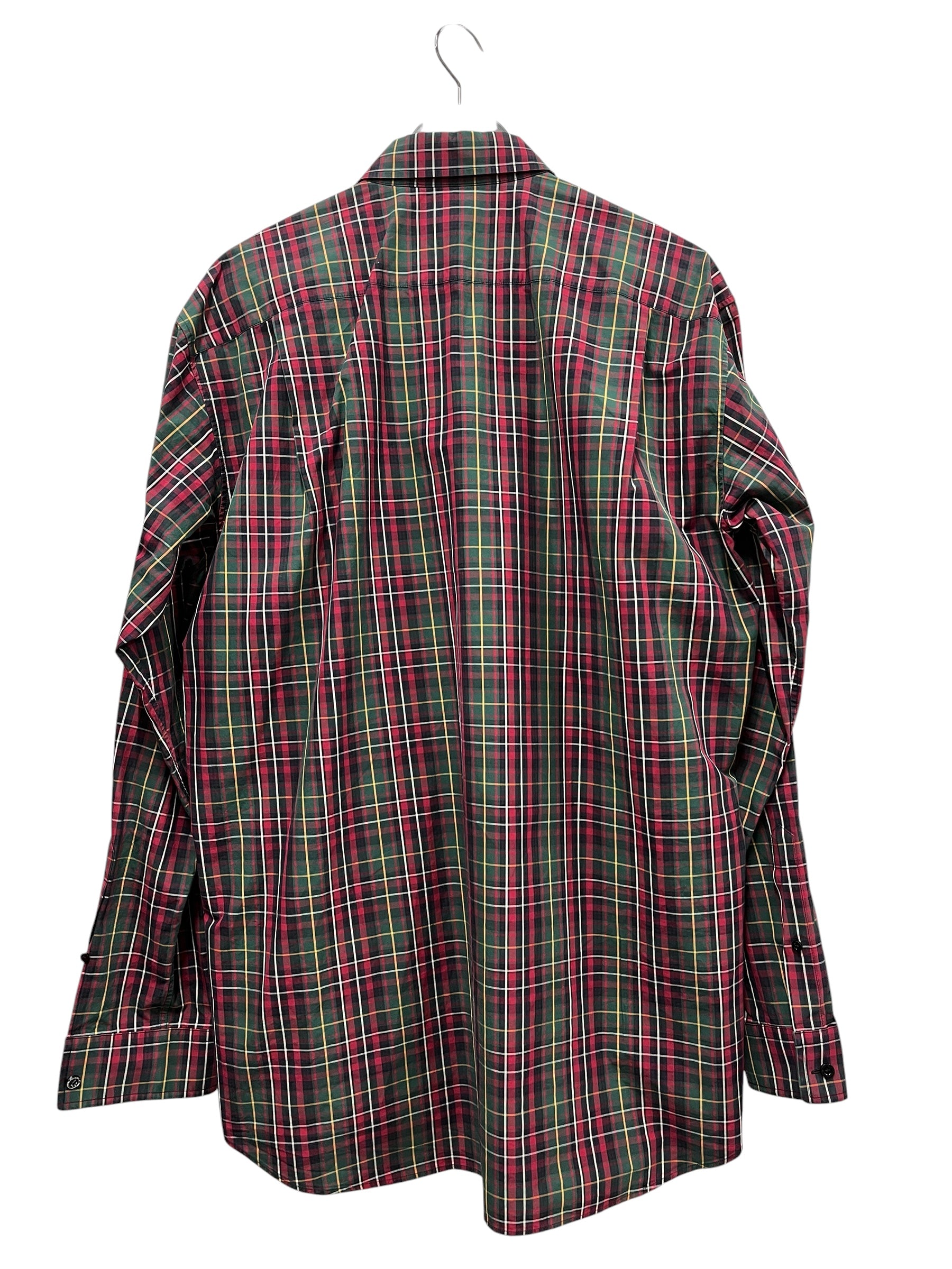 BALENCIAGA/LS Shirt/39/Cotton/RED/Plaid/Front Logo view 2