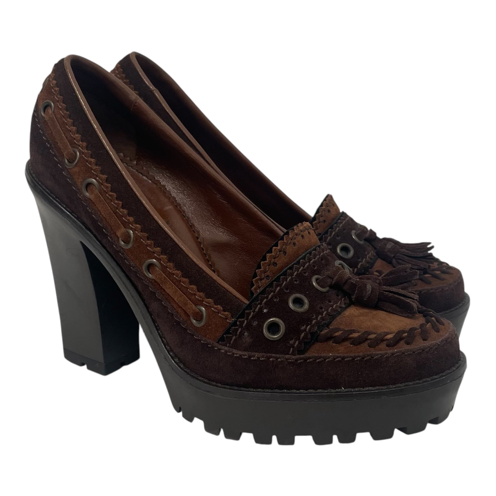 YVES SAINT LAURENT/Heels/US 6.5/Suede/BRW/ view 1