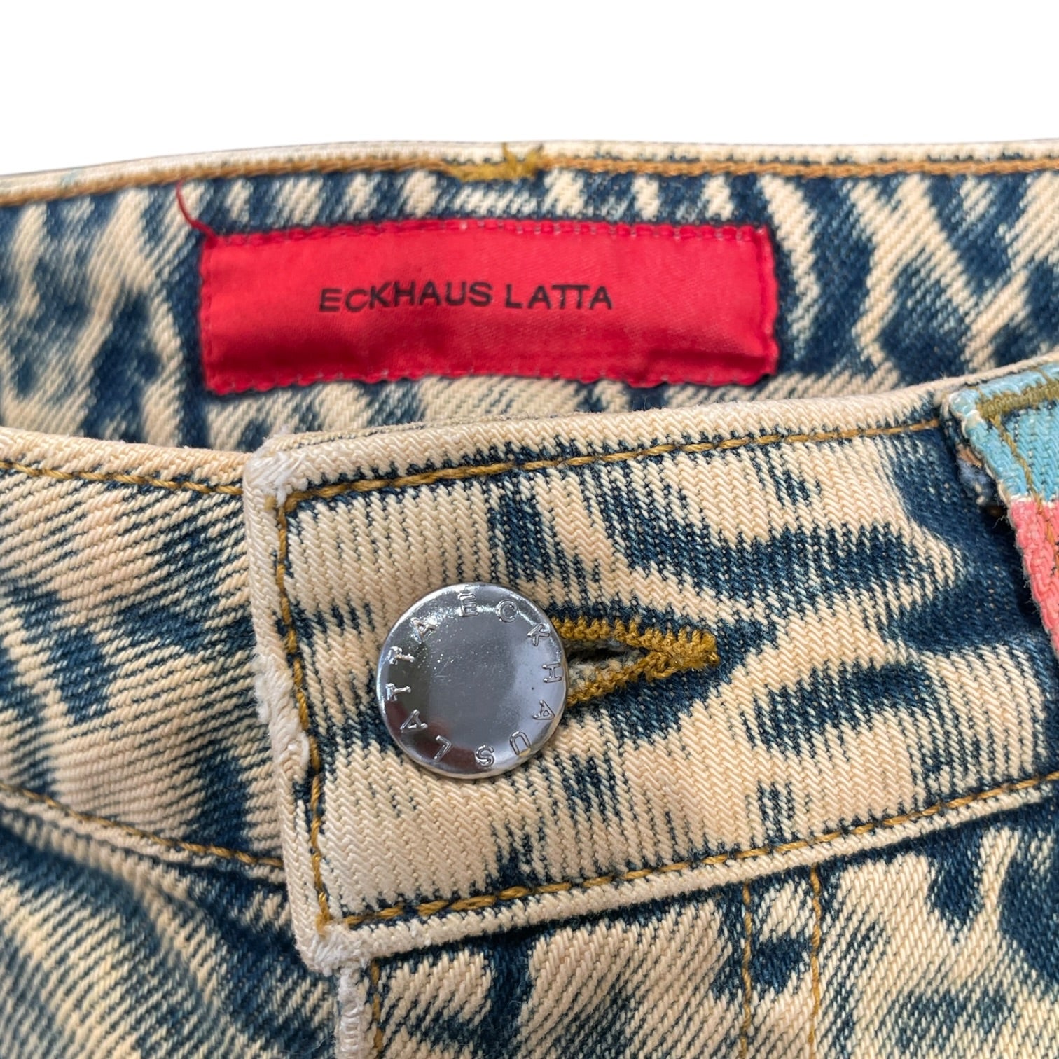 ECKHAUS LATTA/Straight Pants/26/Stripe/Denim/BLU/BLUE AND RED STRIPE/ACID WASH view 3