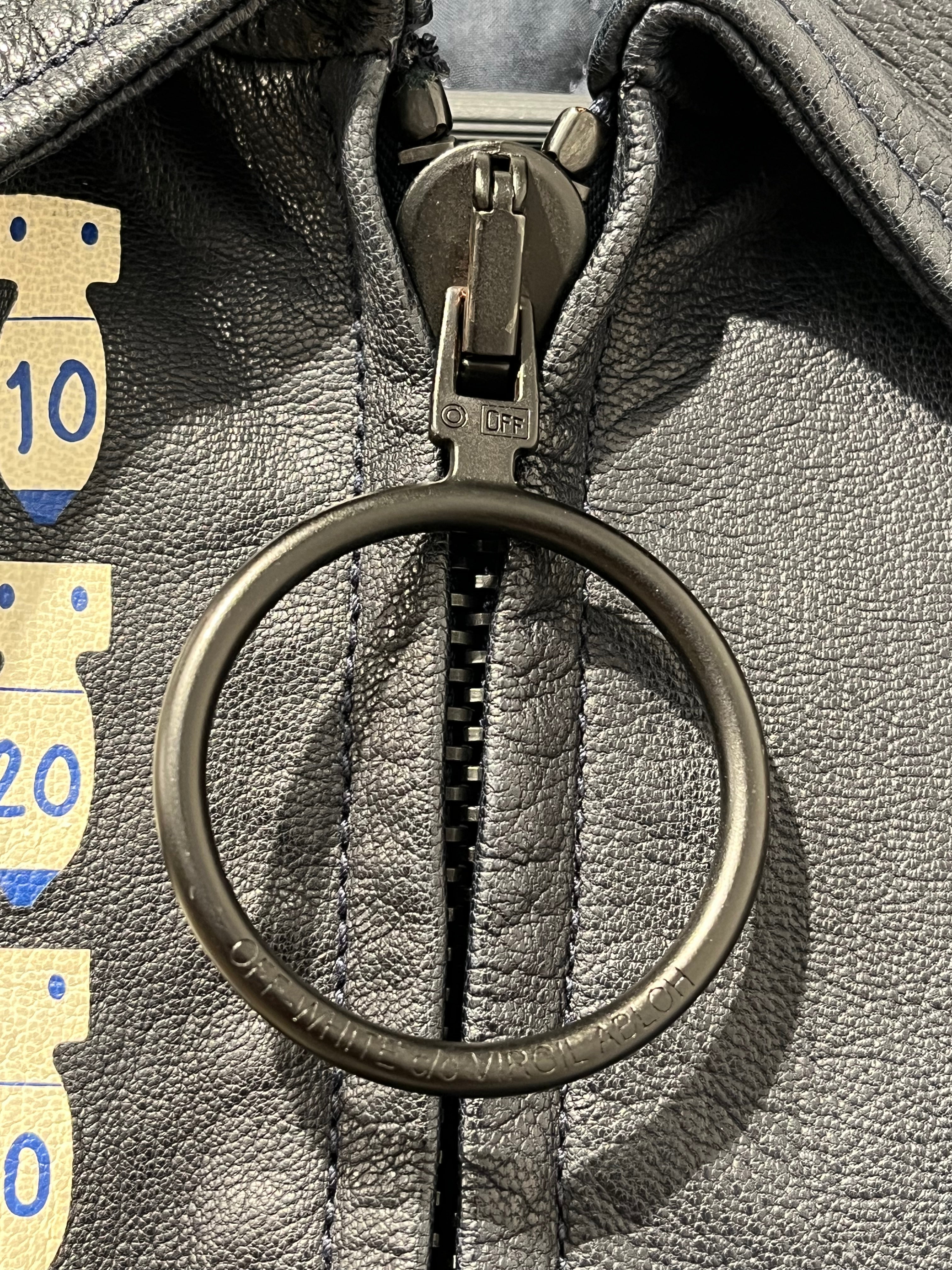 OFF-WHITE/Jacket/S/Leather/NVY/All Over Print/LEATHER AVIATOR BOMBER view 5