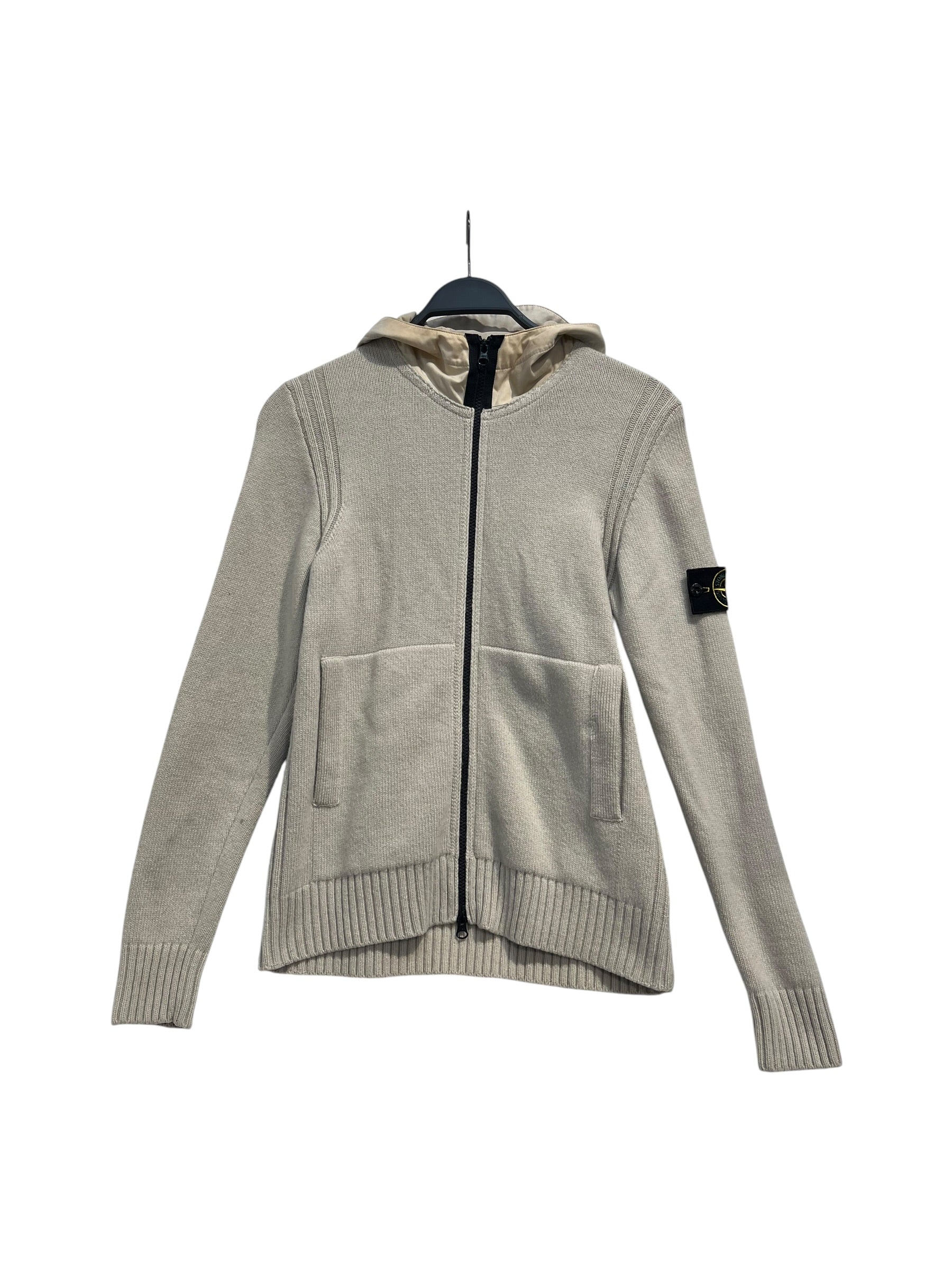 STONE ISLAND/Zip Up Hoodie/S/Wool/CRM/KNIT HOODIE view 1