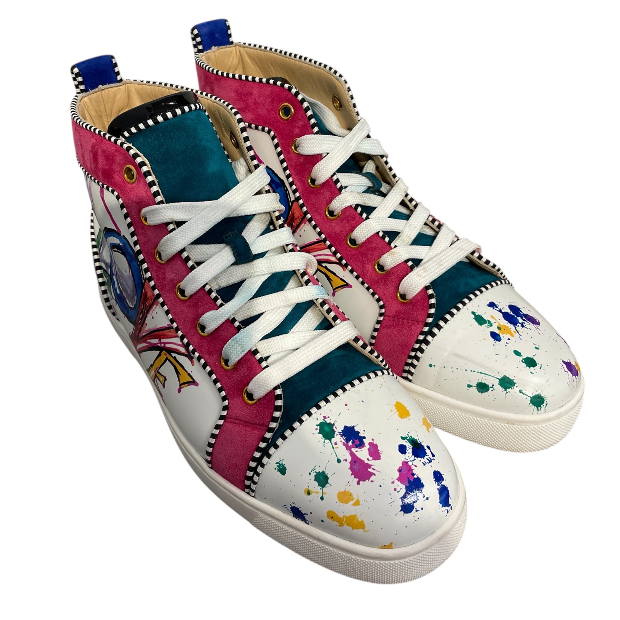 Christian Louboutin/Hi-Sneakers/EU 42/All Over Print/Leather/WHT/LOVE PAINTED SNEAKERS view 1