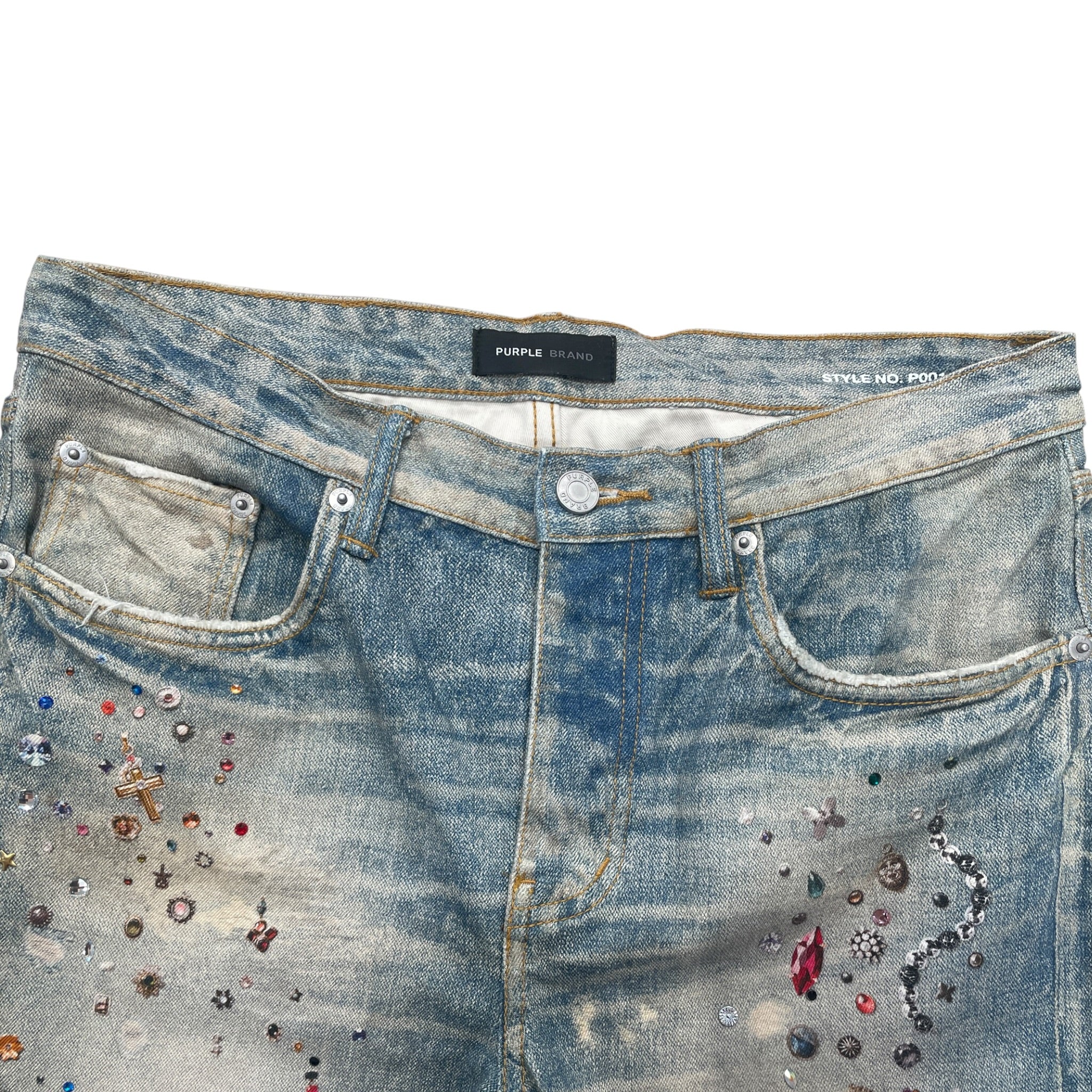 PURPLE BRAND/Skinny Pants/32/Cotton/BLU/All Over Print/DENIM/JEWEL PRINT view 3