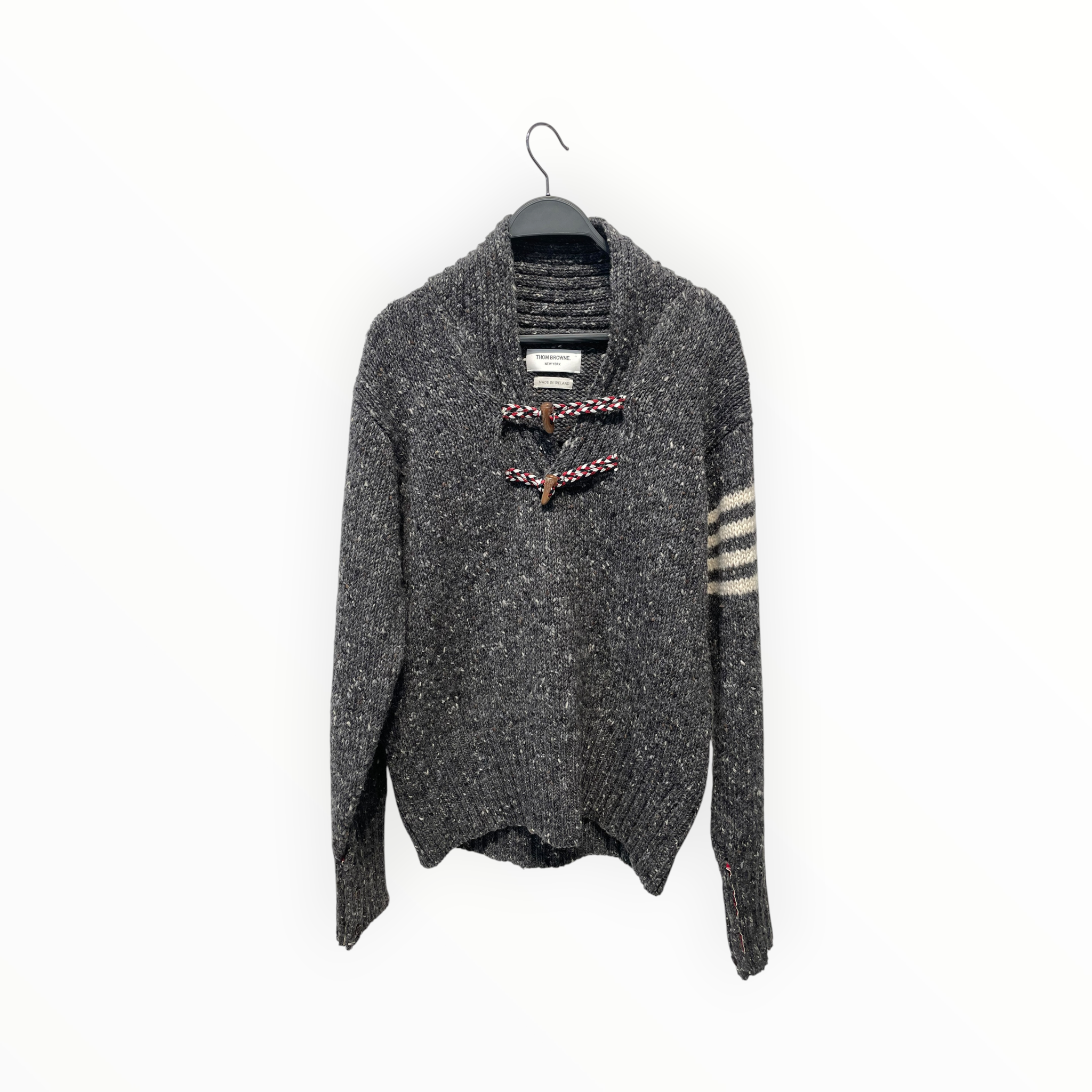 THOM BROWNE. NEW YORK/Sweatshirt/M/Stripe/Wool/GRY/TWO HUSK BUTTONS view 1