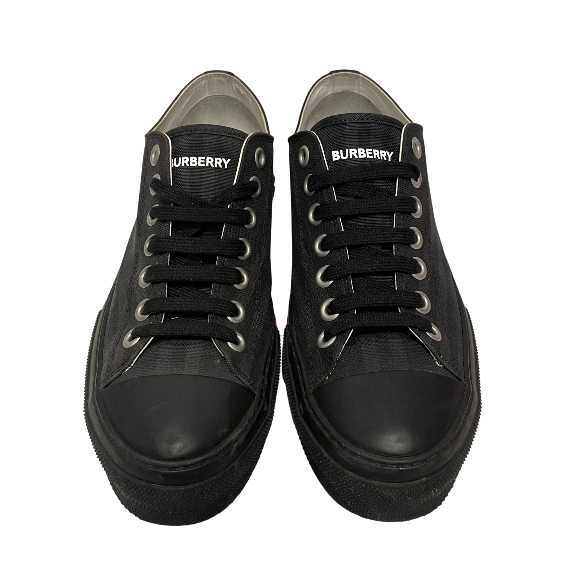 BURBERRY LONDON/Low-Sneakers/EU 41/Plaid/BLK/vintage check canvas low top view 2