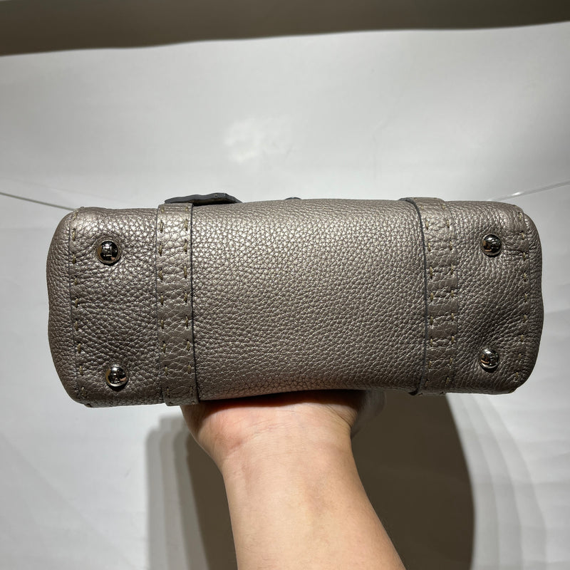 FENDI/Hand Bag/Leather/GRY/selleria linda handle bag