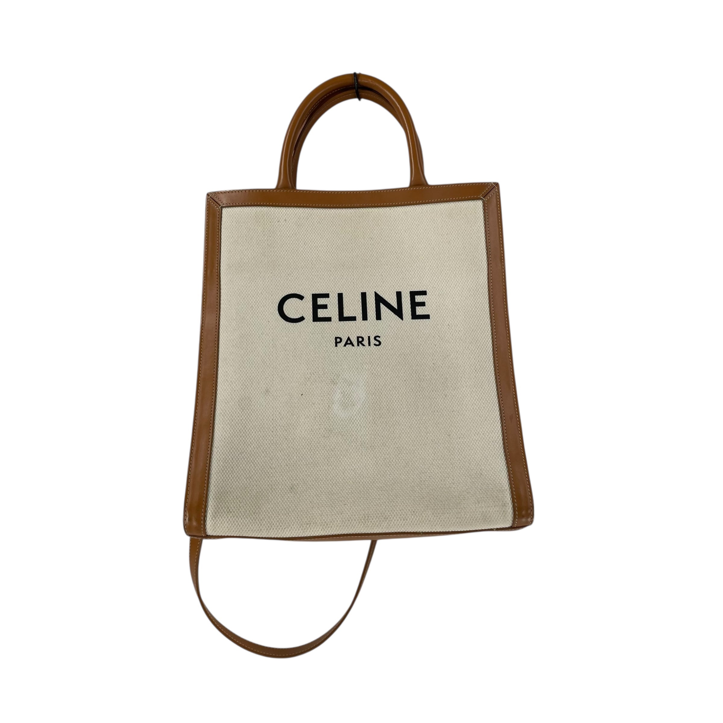 CELINE/Clutch Bag/FREE/Cotton/WHT/BLACK LOGO ON FRONT TOTE view 1
