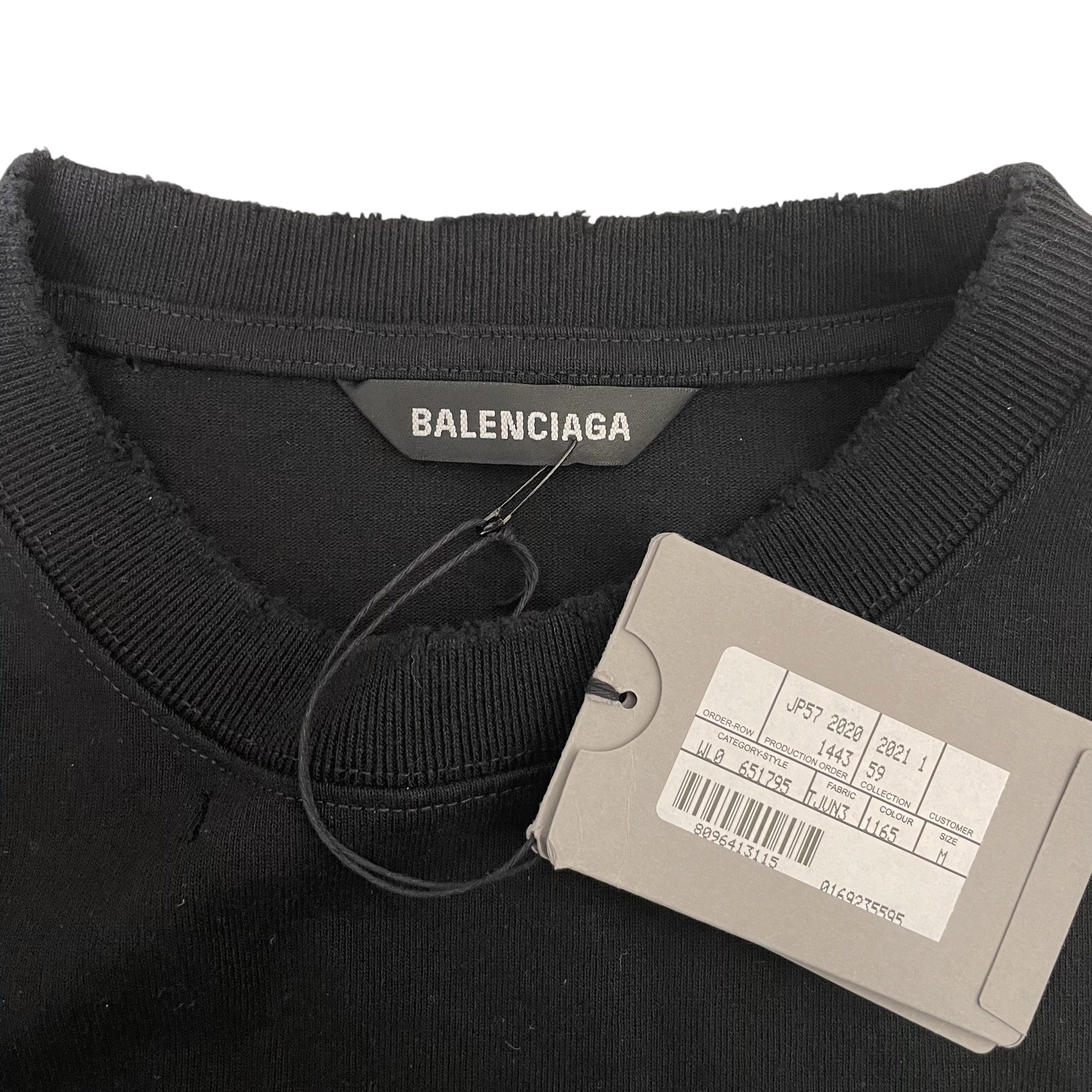 BALENCIAGA/T-Shirt/XS/Cotton/BLK/2020 HELLO MY NAME IS DISTRSSD view 4