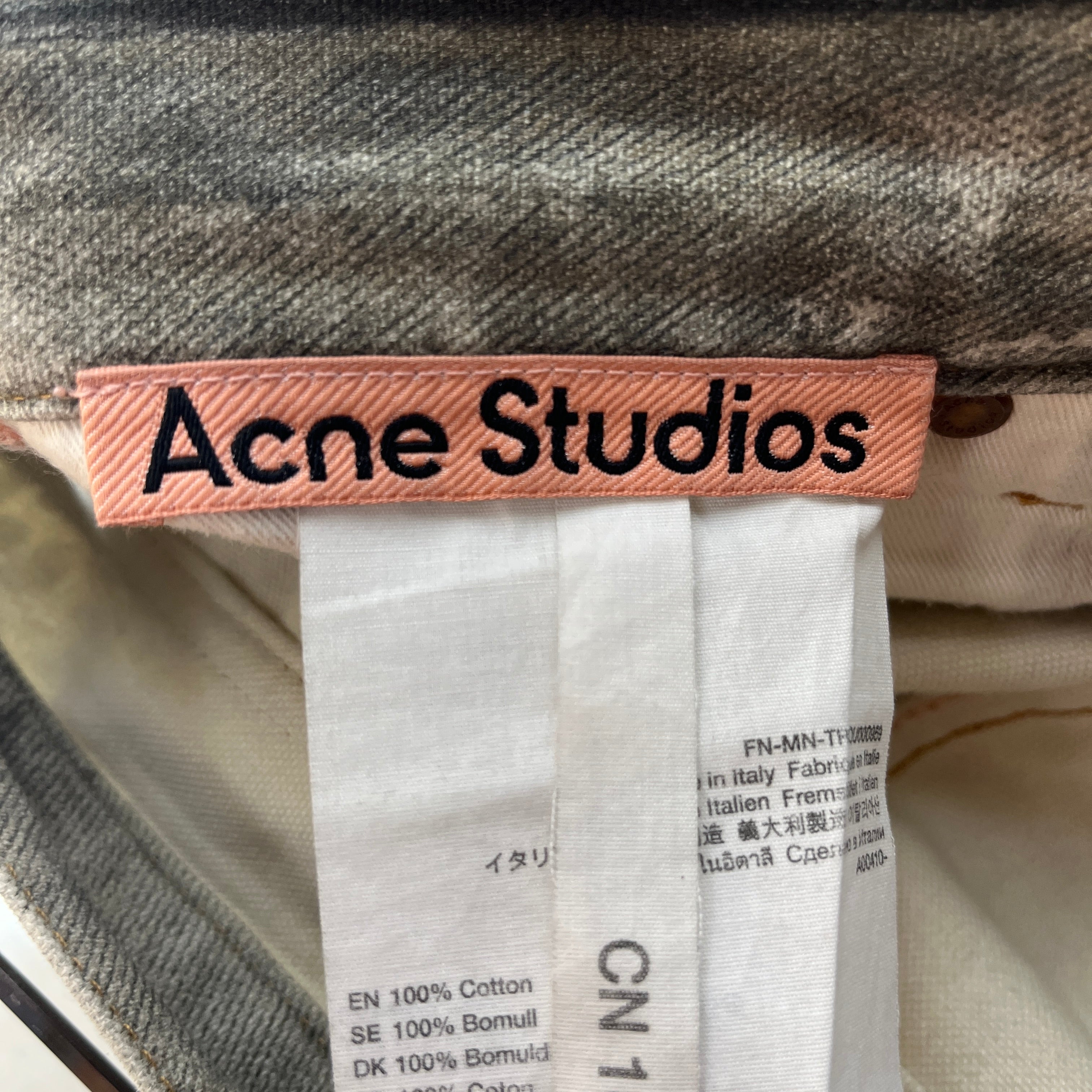 Acne Studios/Straight Pants/46/Cotton/GRN/Button Fly/Camouflage/PRINTED BUTTON FLY/PINK STITCH view 3
