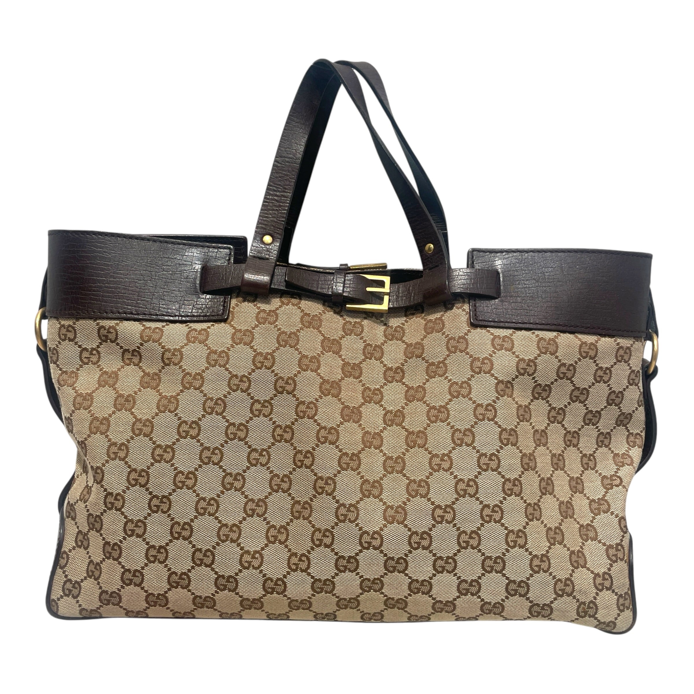 GUCCI/Tote Bag/Monogram/Cotton/BRW/GG Canvas Belted Buckle Tote view 3