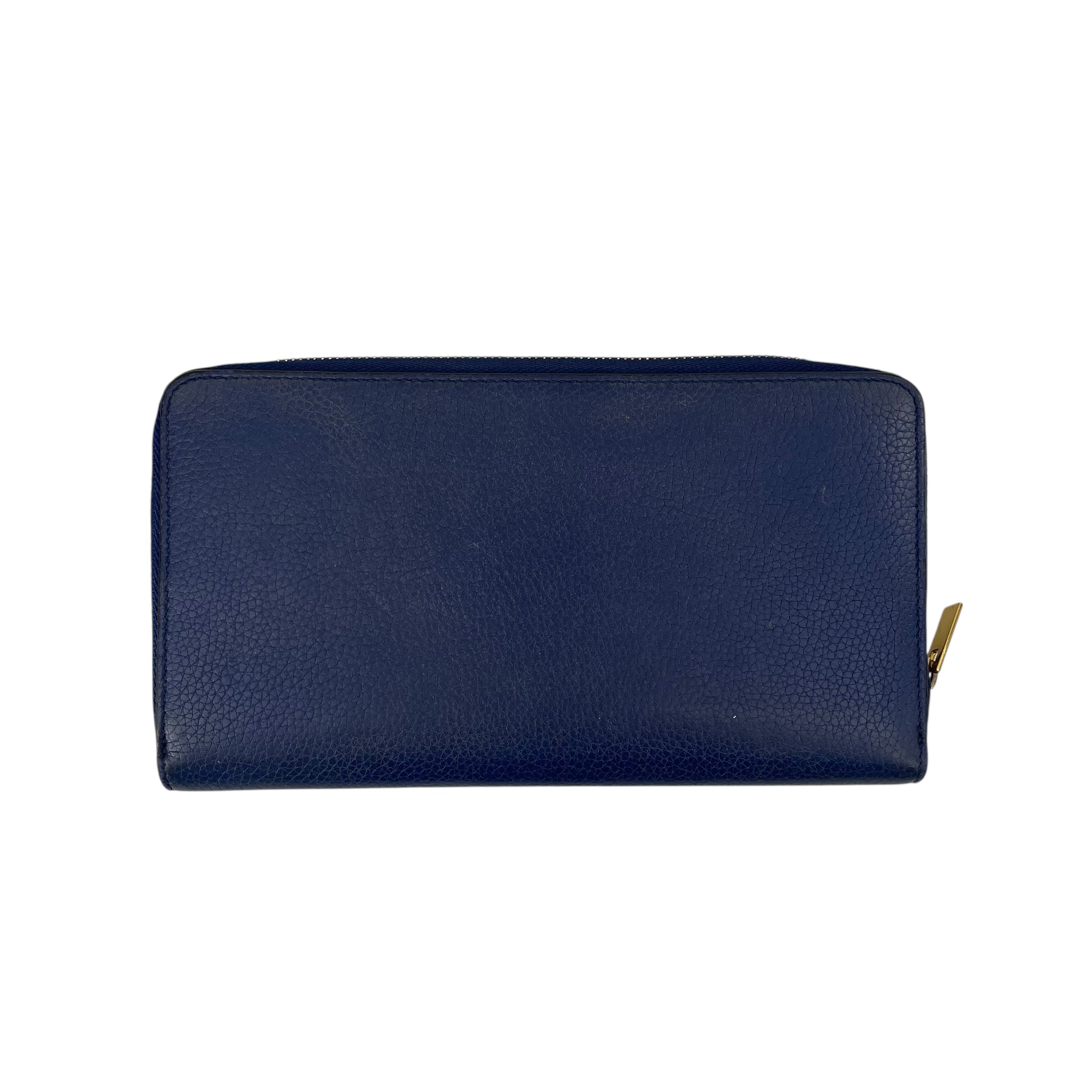 CELINE/Long Wallet/Leather/NVY/GLD ZIPPER W LOGO view 3
