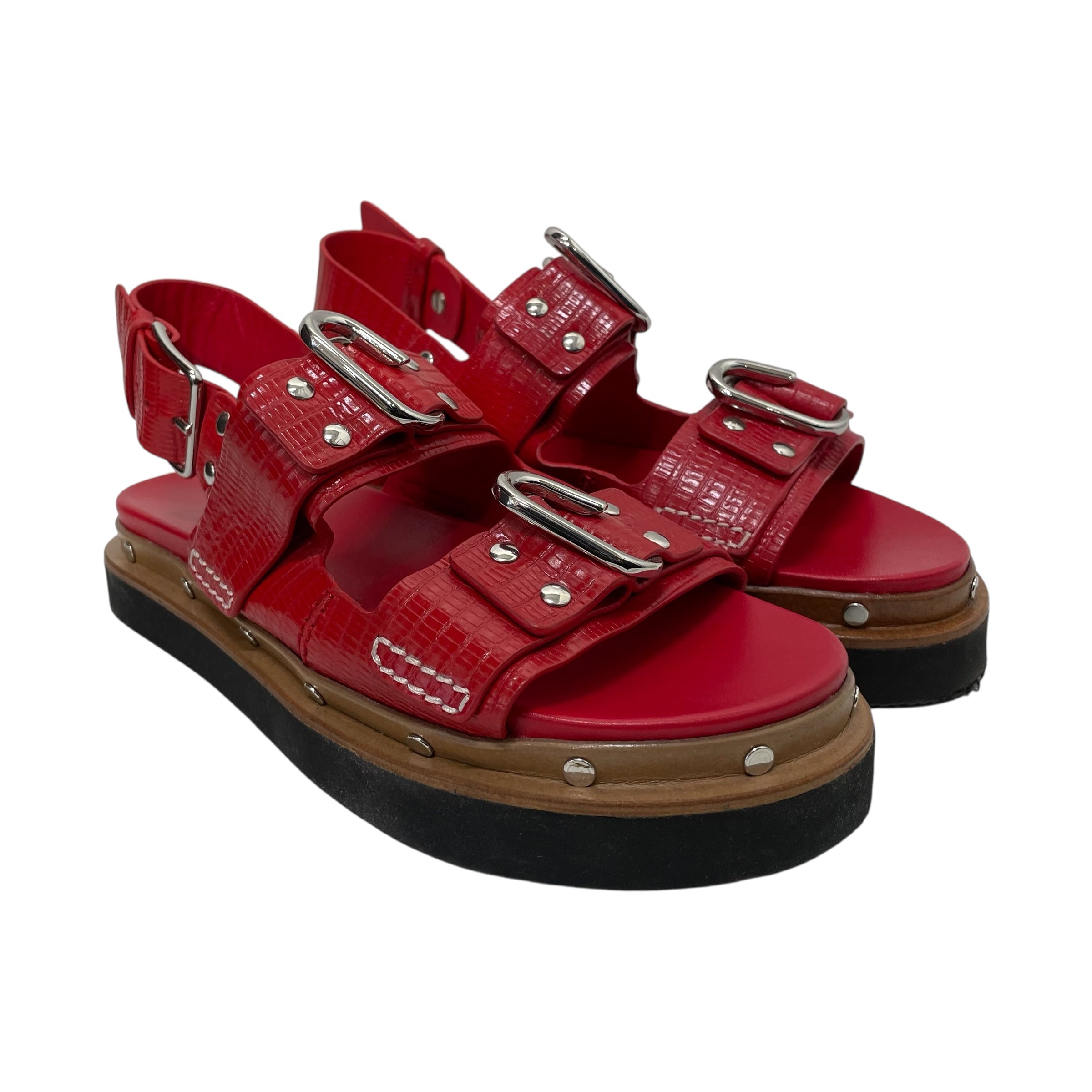 3.1 phillip lim/Sandals/EU 39/Leather/RED/RING ON BUCKLE view 1
