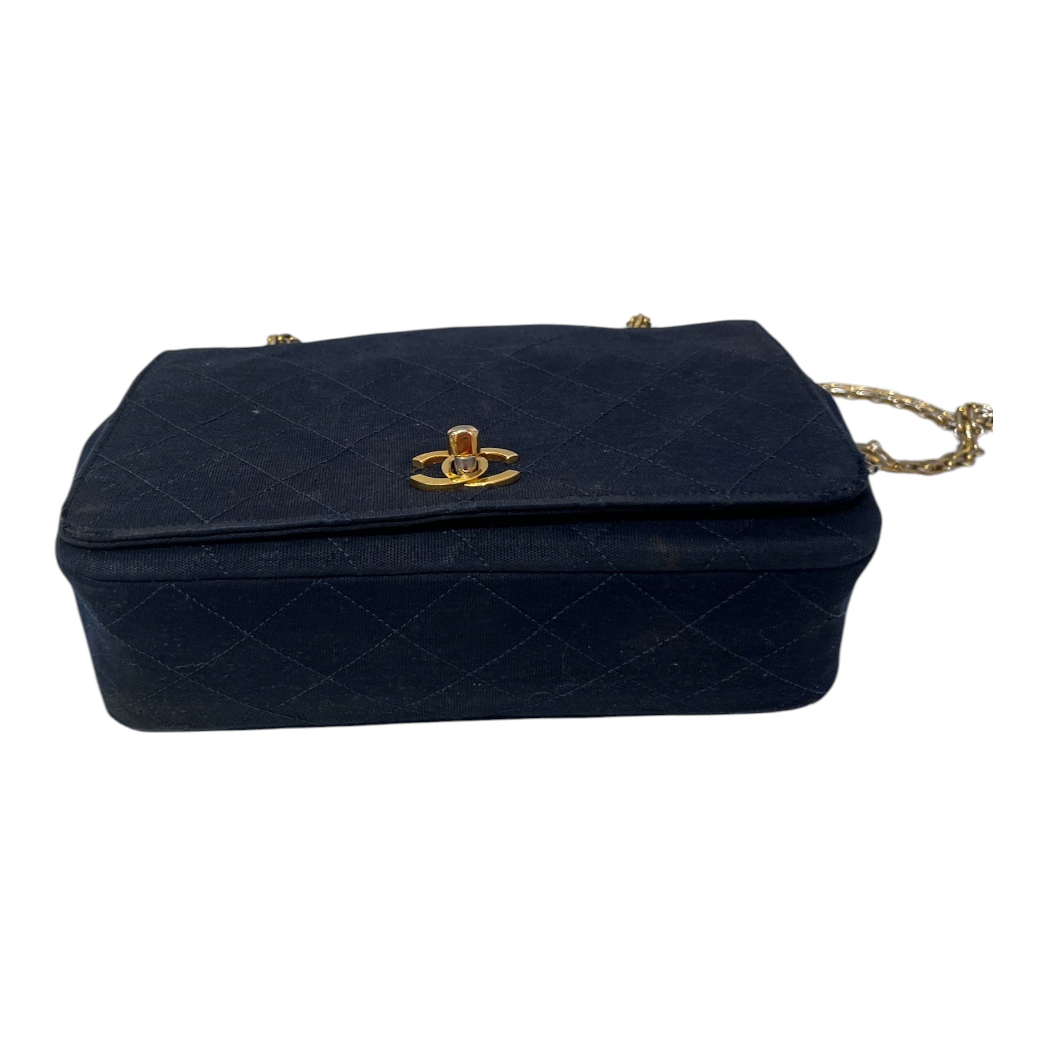 CHANEL/Cross Body Bag/Cotton/NVY/classic flap bag cloth view 5