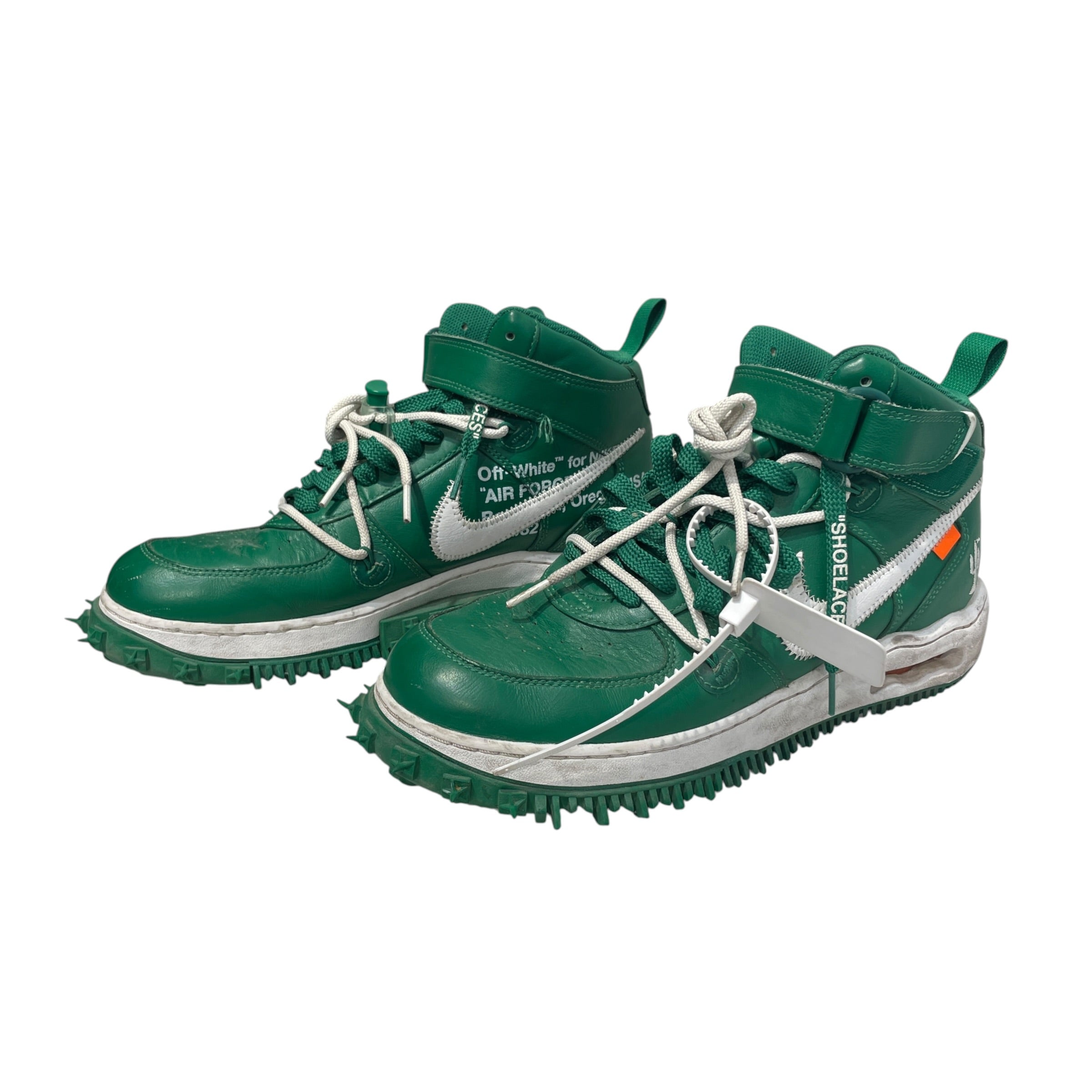 NIKE/OFF-WHITE/Hi-Sneakers/US 10/Leather/GRN/Air Force 1 Mid White-Pine view 3
