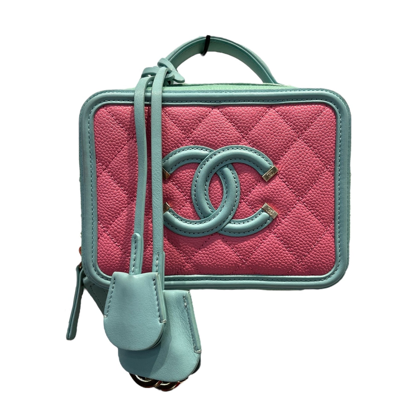 CHANEL/Cross Body Bag/S/Leather/PNK/CHANEL pink/green cross body view 1