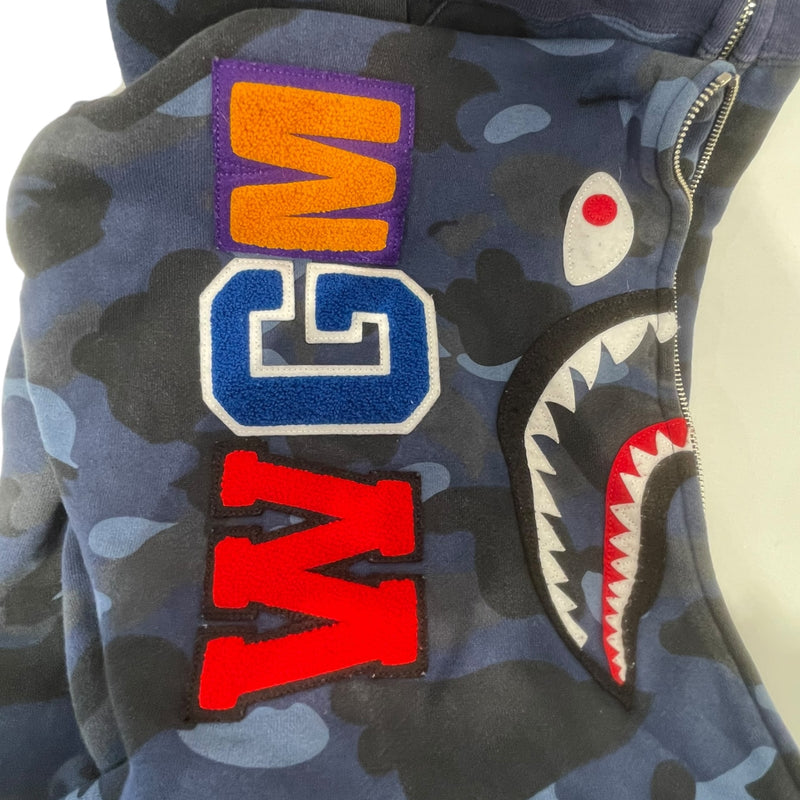 A BATHING APE/Zip Up Hoodie/M/Camouflage/Cotton/BLU/bape shark hoodie blu sz m