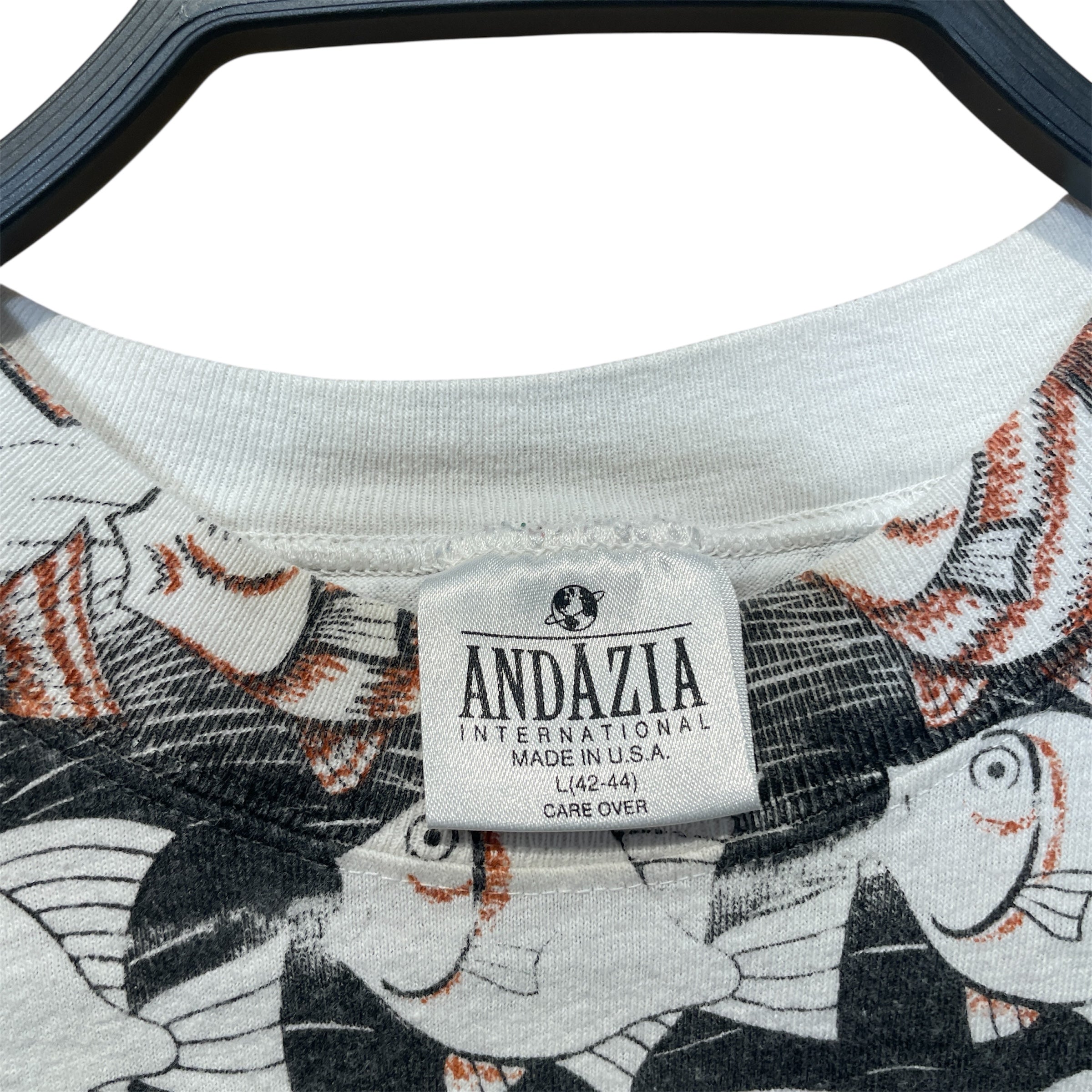 ANDAZIA/T-Shirt/L/Cotton/WHT/All Over Print/M.C. Escher 'Sky and Water' view 3
