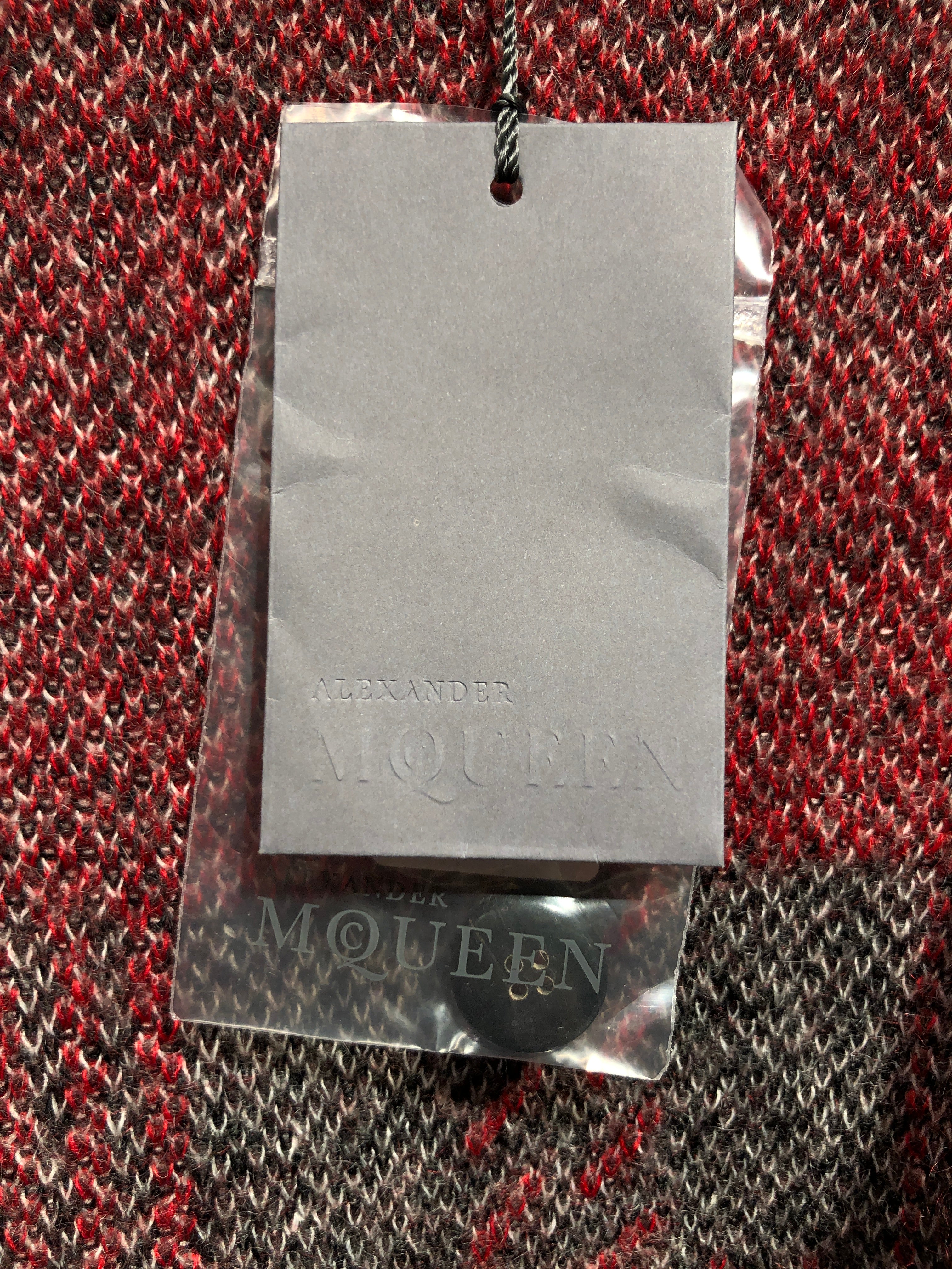 Alexander McQueen/Jacket/L/RED/Plaid/LONG DISTRESSED KNIT ROBE view 5
