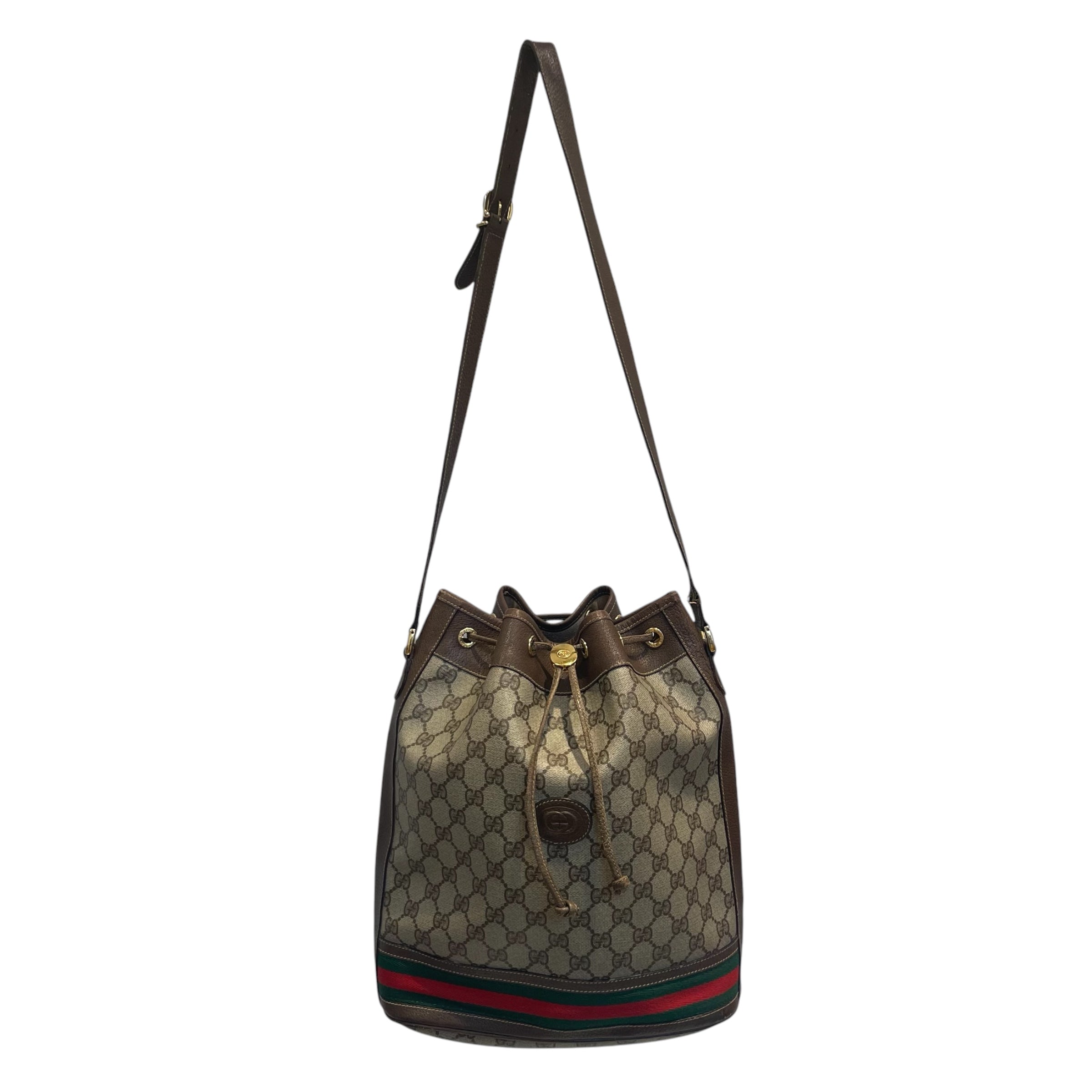 GUCCI/Bag/Monogram/BRW/bucket bag/green red stripe view 1