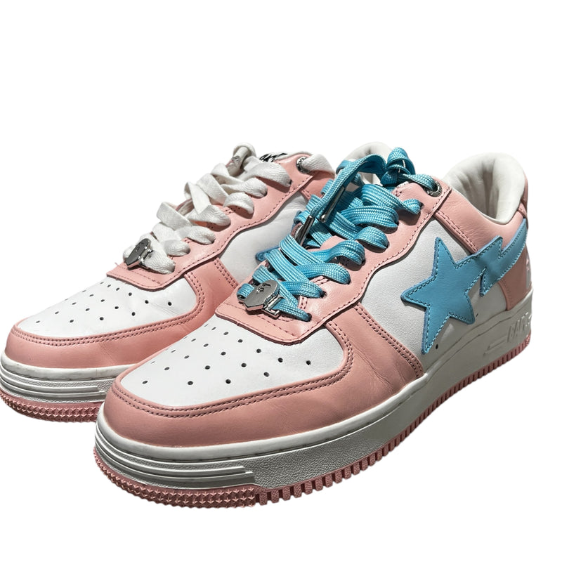 BAPE STA!/Low-Sneakers/US 9/Leather/PNK/PASTEL PINK/BLUE