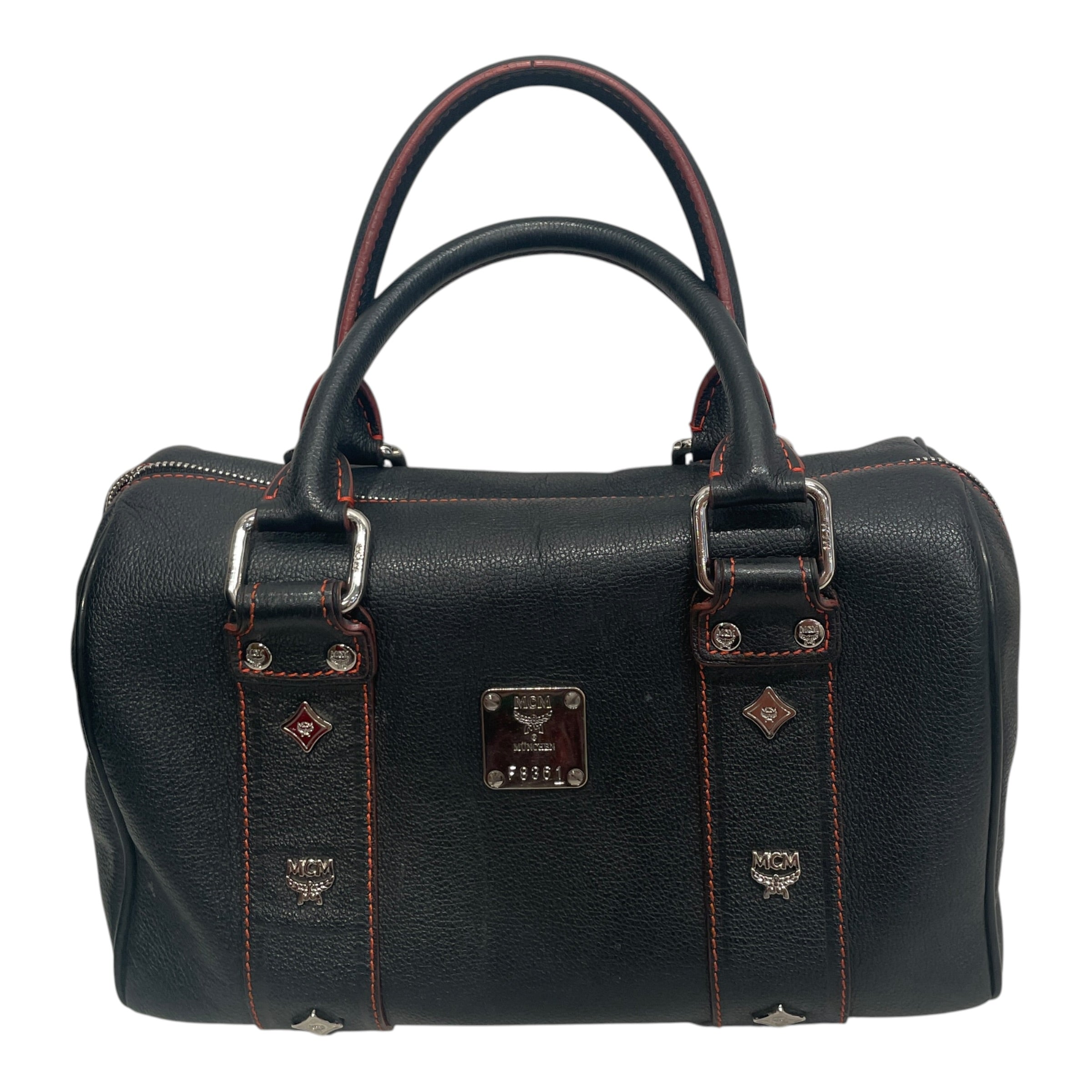 MCM/Hand Bag/Leather/BLK/RED STITCHING view 1
